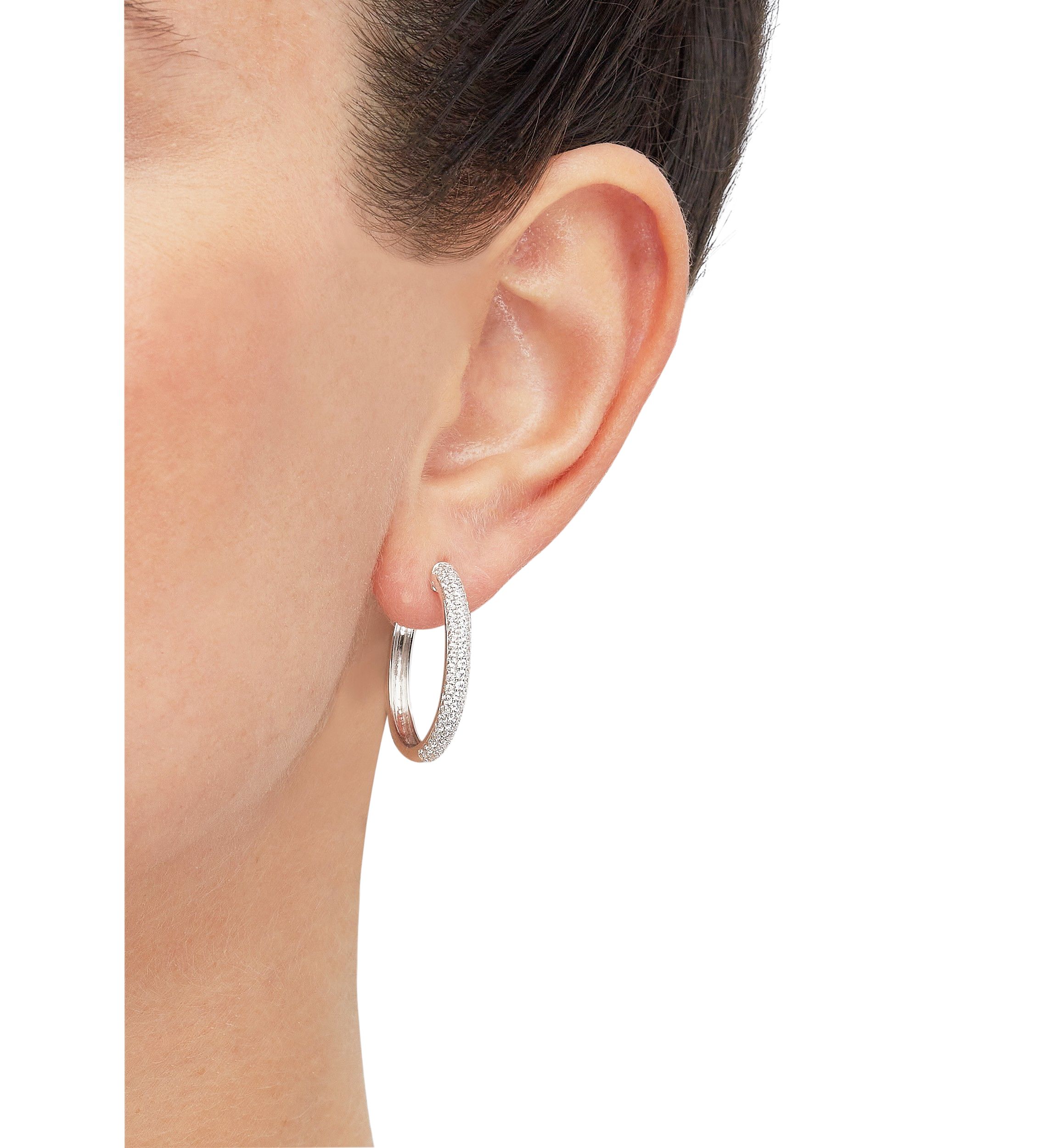 1 ct. t.w. Lab Created Diamond Hoop Earrings in 10K White Gold 