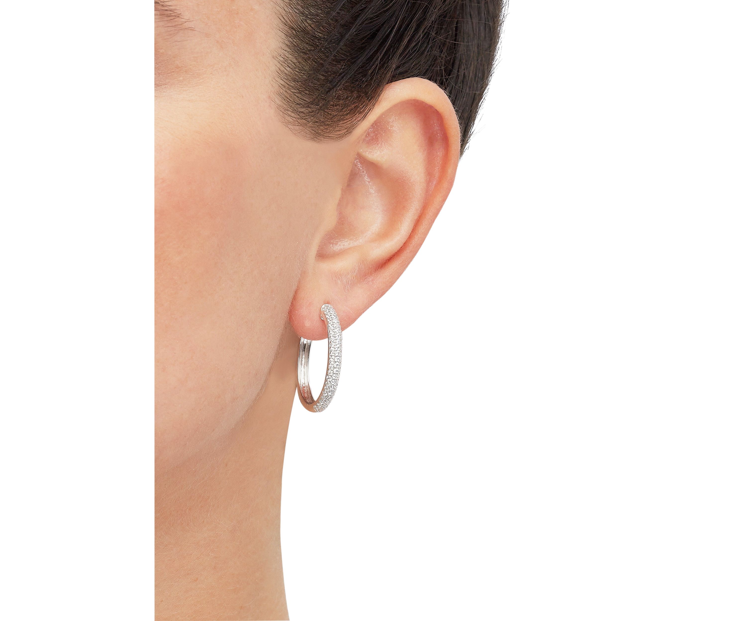 1 ct. t.w. Lab Created Diamond Hoop Earrings in 10K White Gold 