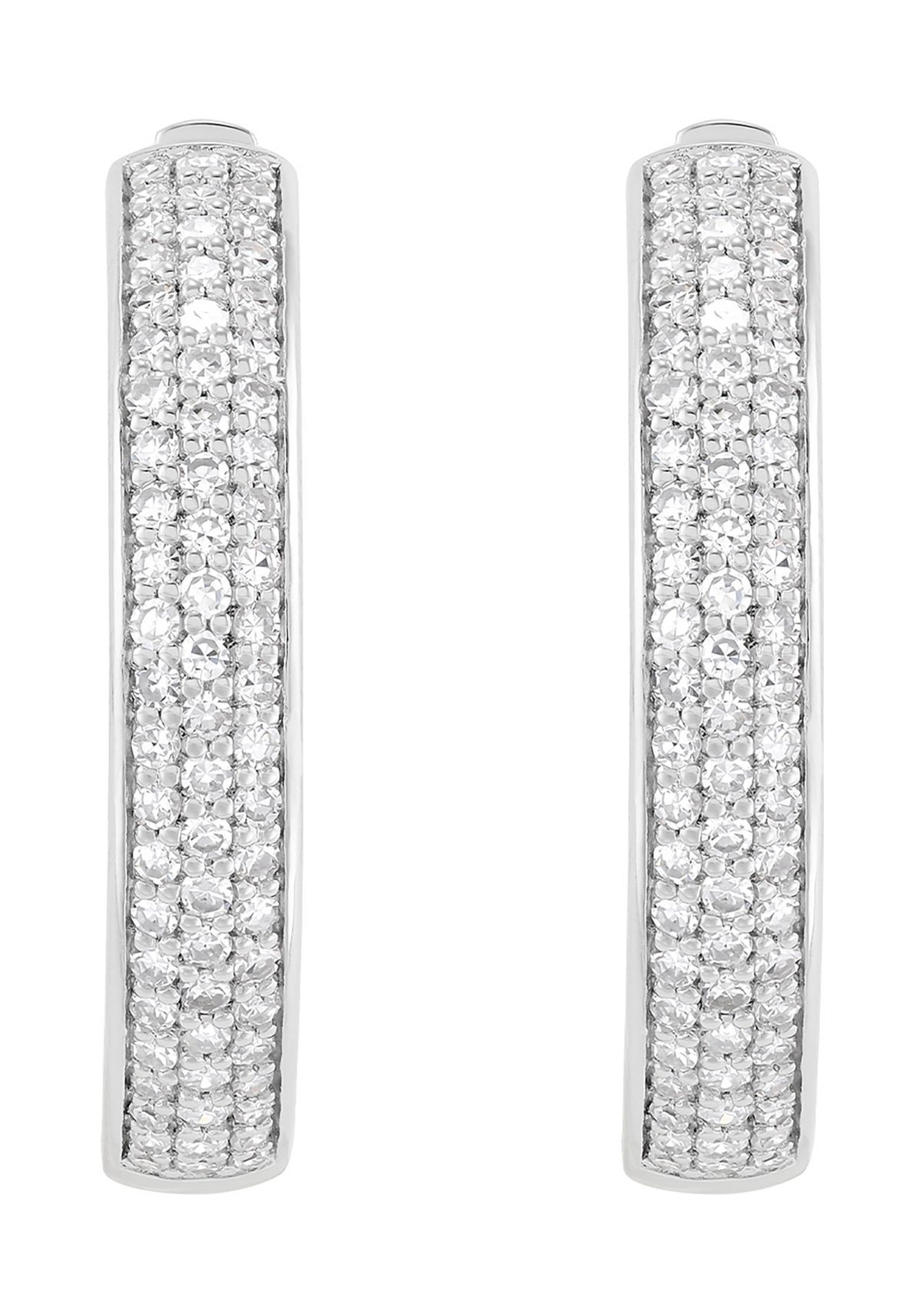 1 ct. t.w. Lab Grown Diamond Hoop Earrings in Sterling Silver