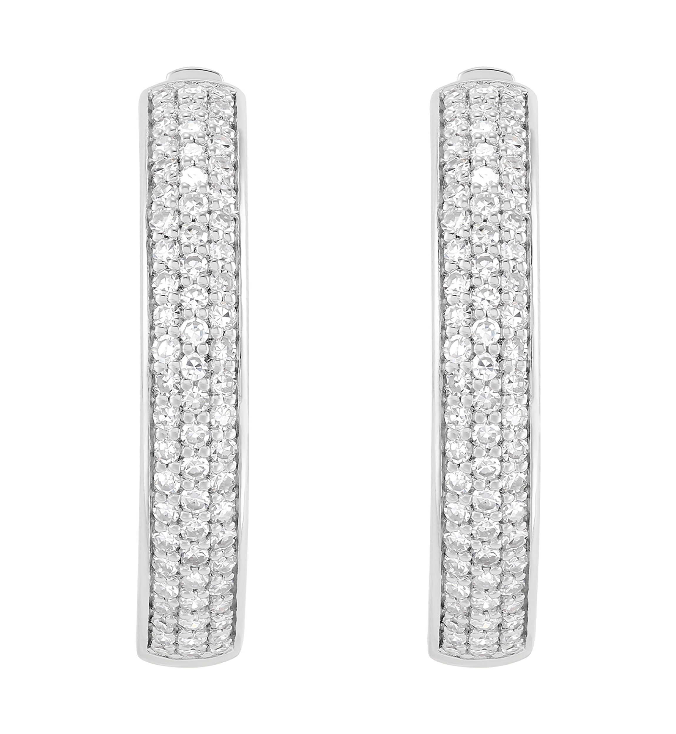 1 ct. t.w. Lab Grown Diamond Hoop Earrings in Sterling Silver