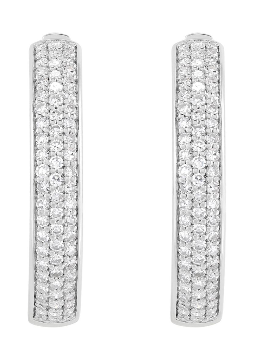 1 ct. t.w. Lab Grown Diamond Hoop Earrings in Sterling Silver