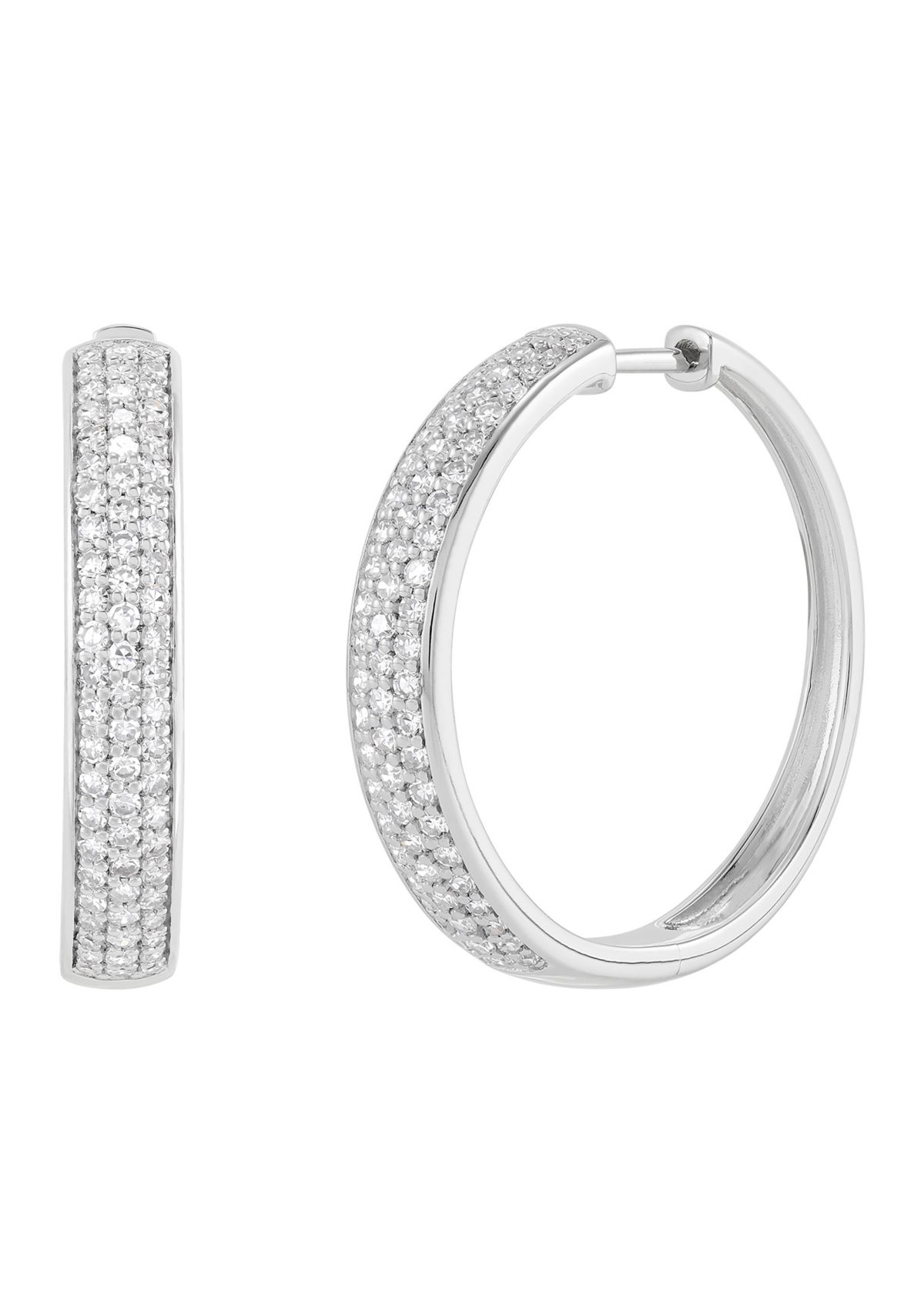 1 ct. t.w. Lab Grown Diamond Hoop Earrings in Sterling Silver