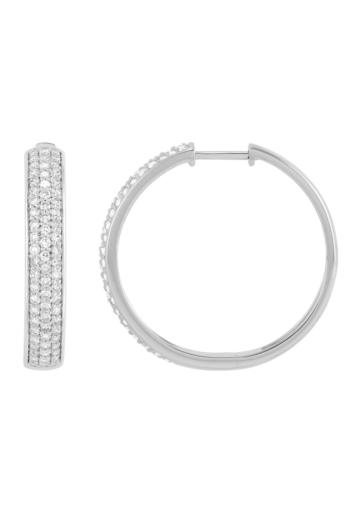 1 ct. t.w. Lab Grown Diamond Hoop Earrings in Sterling Silver