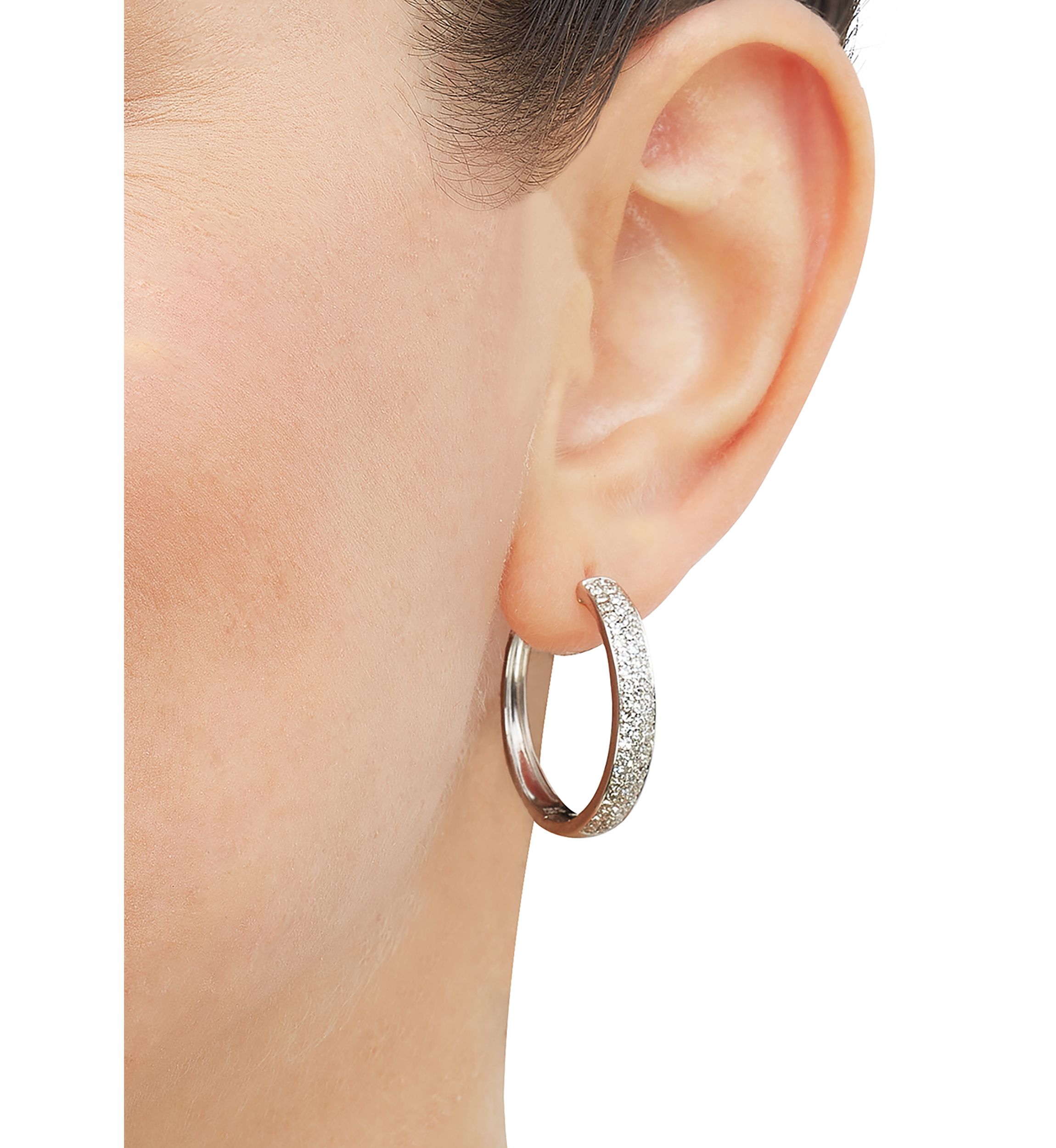 1 ct. t.w. Lab Grown Diamond Hoop Earrings in Sterling Silver