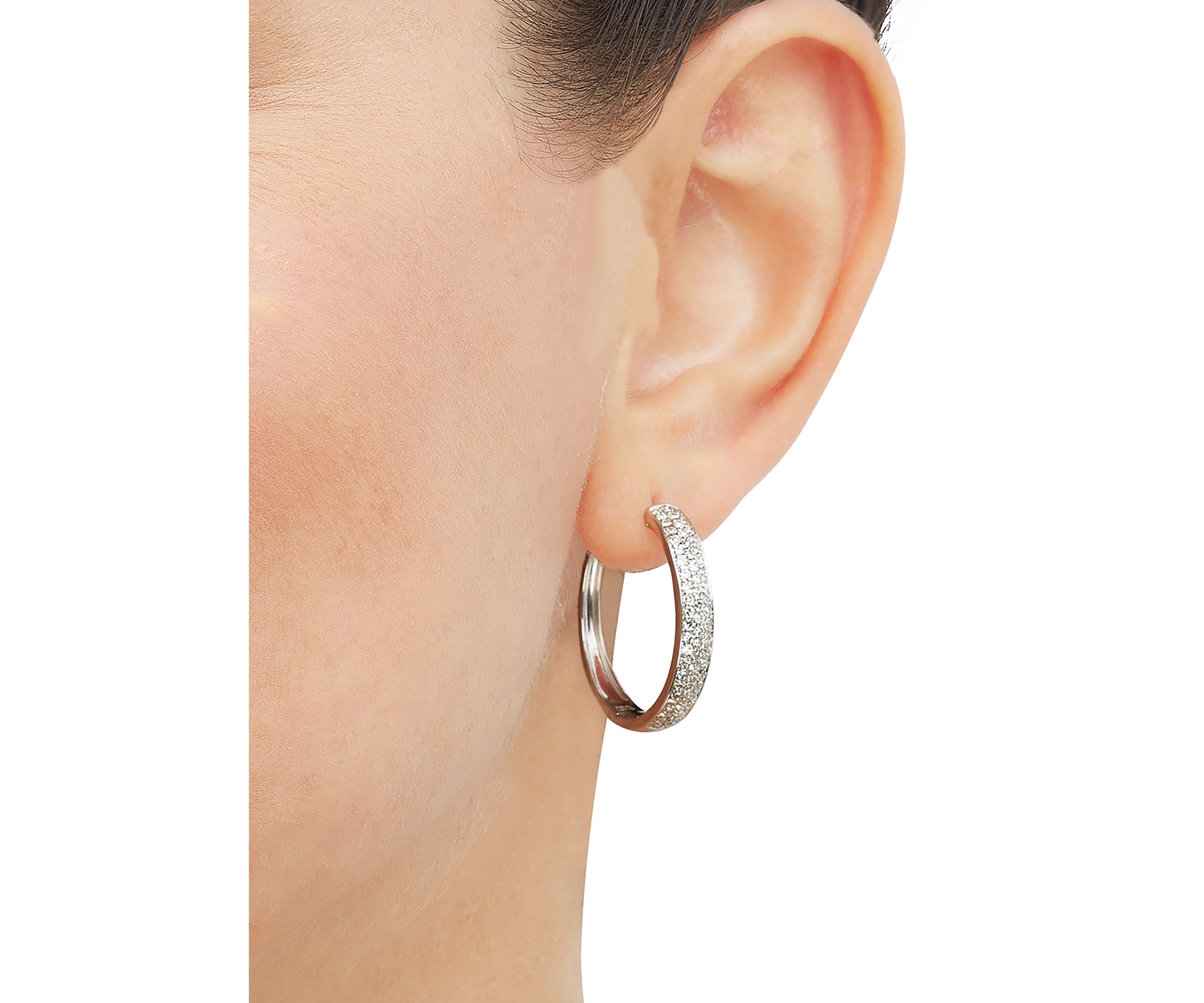 1 ct. t.w. Lab Grown Diamond Hoop Earrings in Sterling Silver