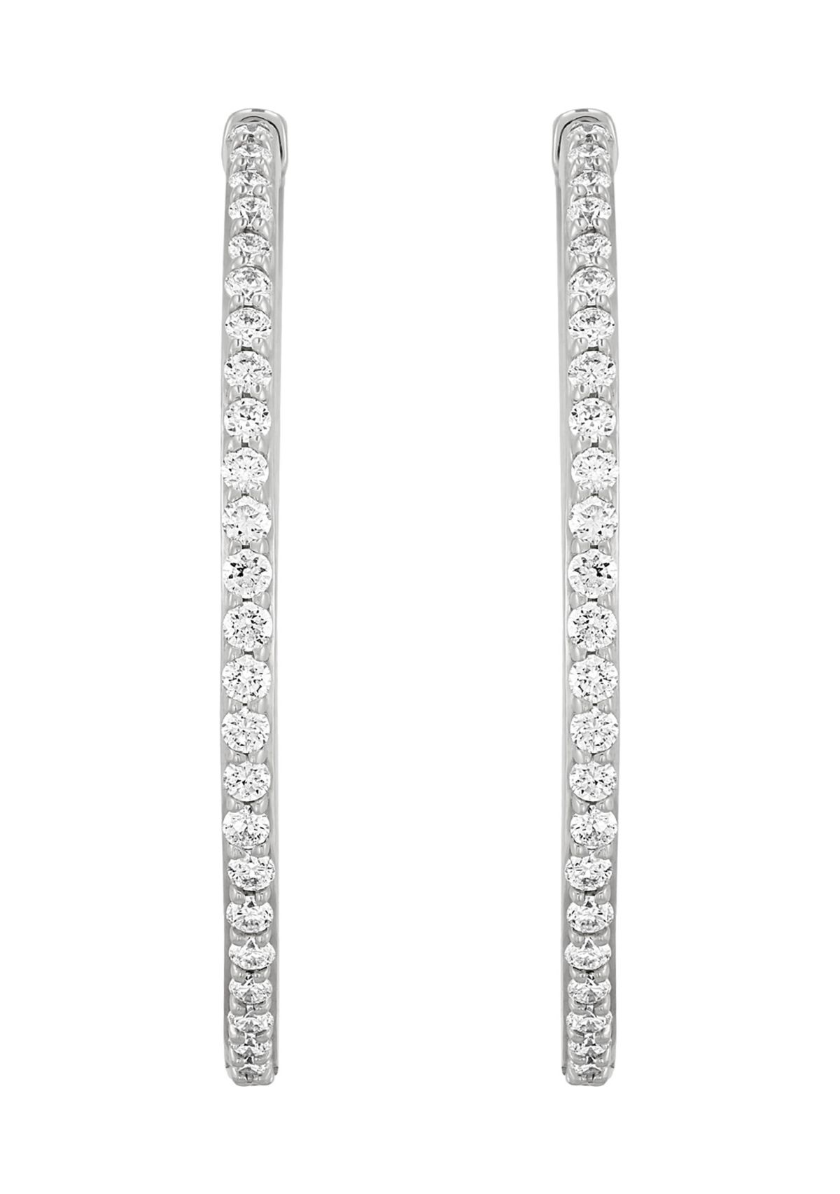 1 ct. t.w. Lab Grown Diamond Hoop Earrings in Sterling Silver