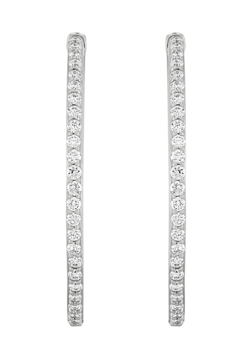1 ct. t.w. Lab Grown Diamond Hoop Earrings in Sterling Silver