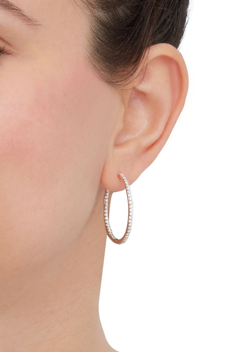 1 ct. t.w. Lab Grown Diamond Hoop Earrings in Sterling Silver
