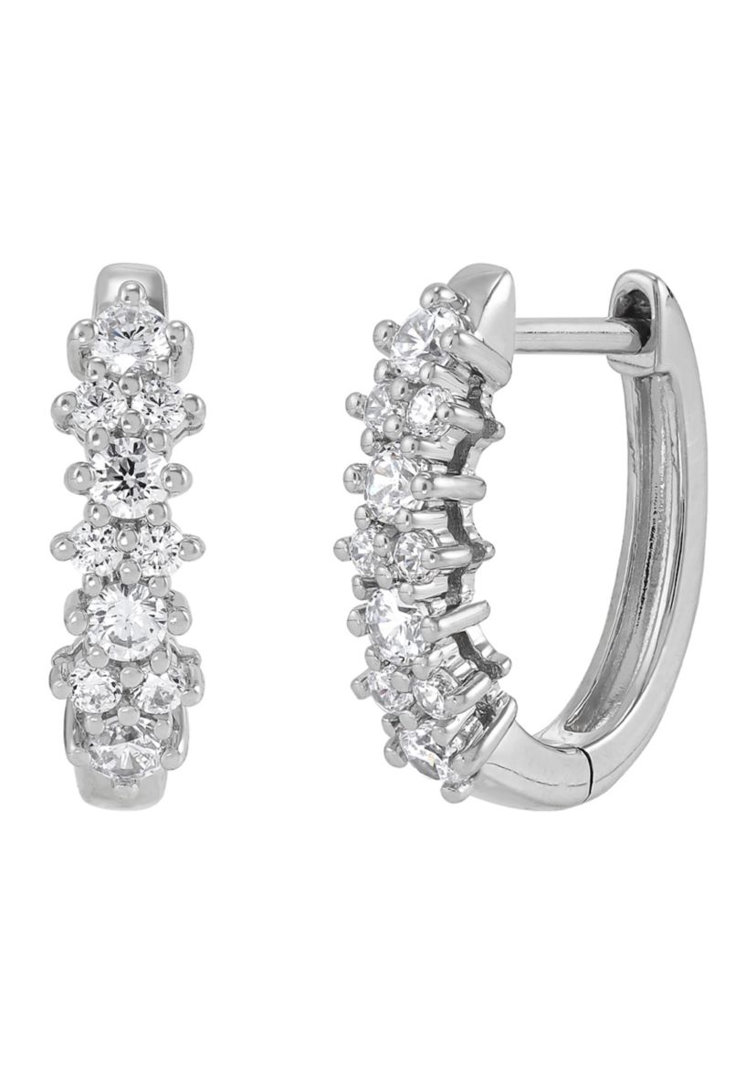 1/2 ct. t.w. Lab Grown Diamond Hoop Earrings in Sterling Silver