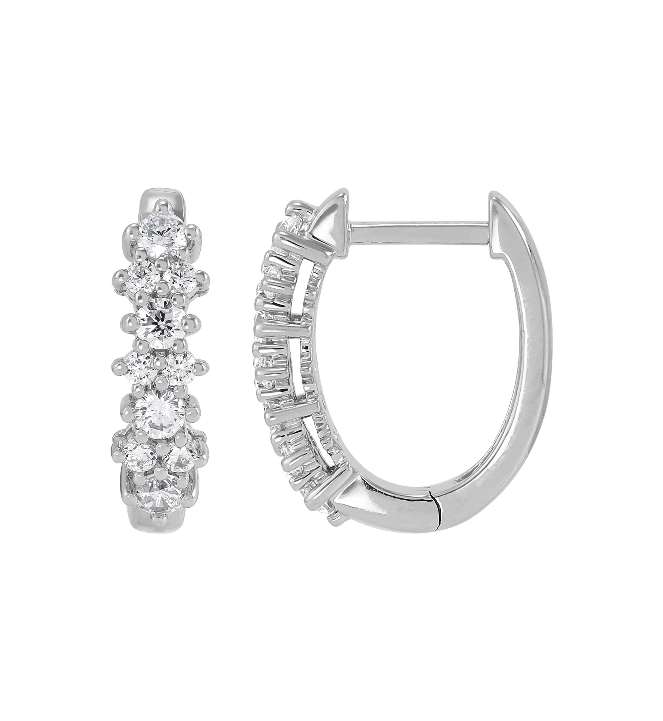 1/2 ct. t.w. Lab Grown Diamond Hoop Earrings in Sterling Silver
