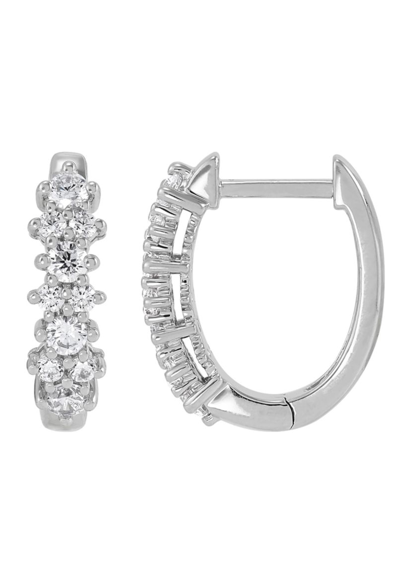 1/2 ct. t.w. Lab Grown Diamond Hoop Earrings in Sterling Silver
