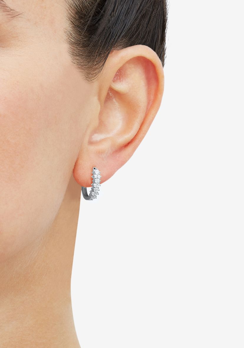 1/2 ct. t.w. Lab Grown Diamond Hoop Earrings in Sterling Silver