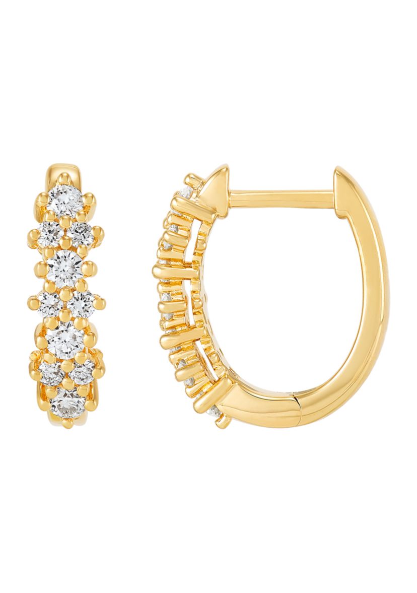 Lab Grown 1/2 ct. t.w. Diamond Hoop Earrings in Gold Over Sterling Silver