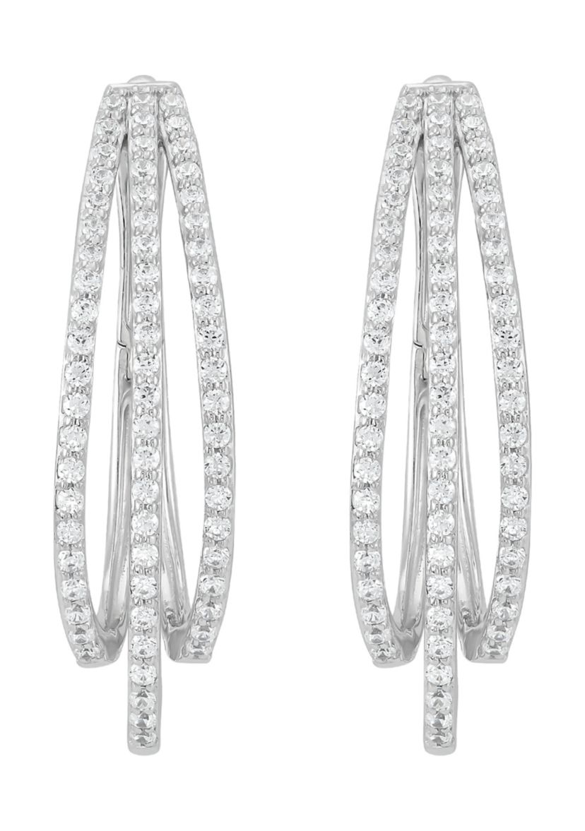 1 ct. t.w. Lab Grown Diamond Hoop Earrings in Sterling Silver