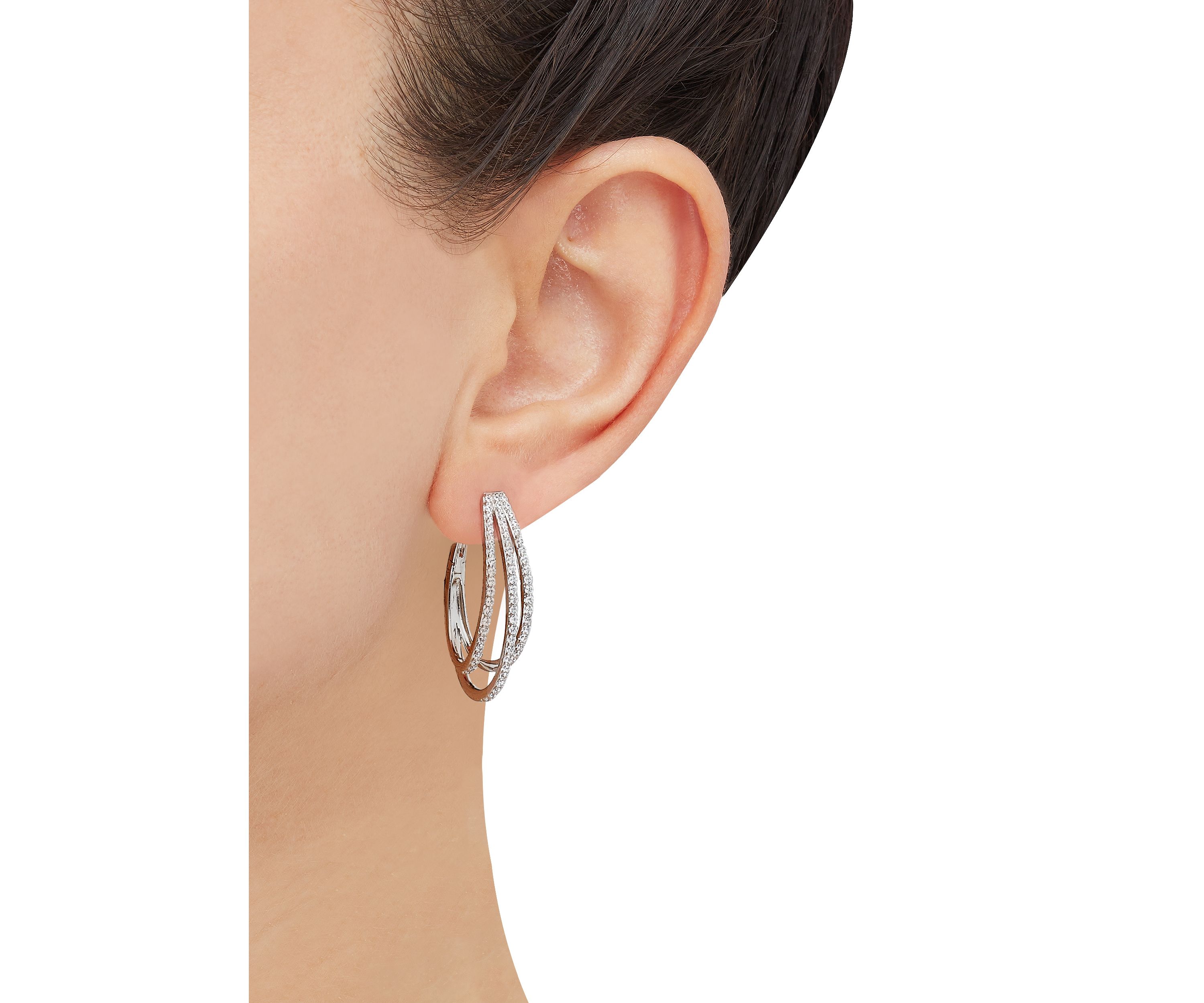 1 ct. t.w. Lab Grown Diamond Hoop Earrings in Sterling Silver