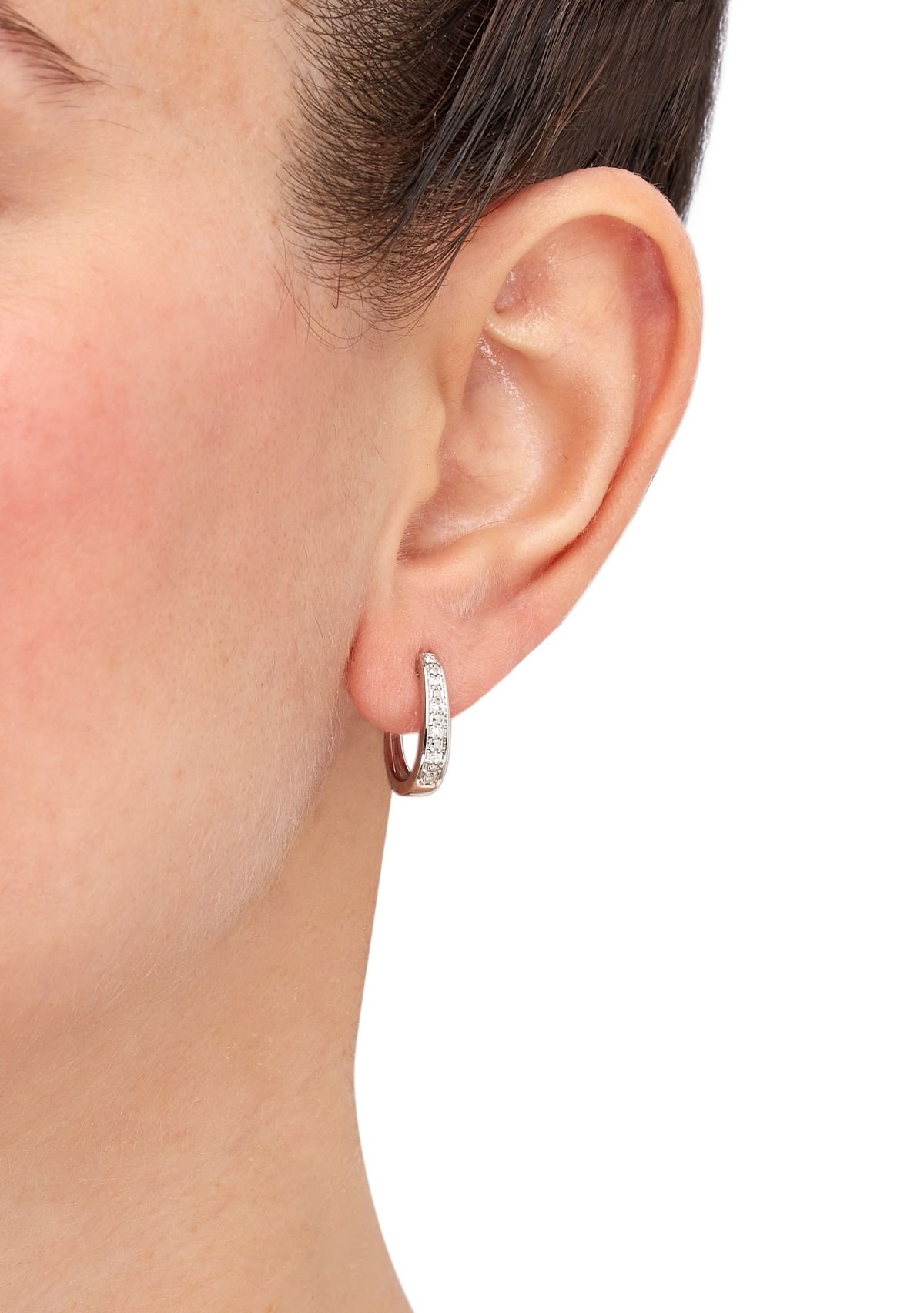  1/10 ct. t.w. Lab Diamond Hoop Earring in Sterling Silver