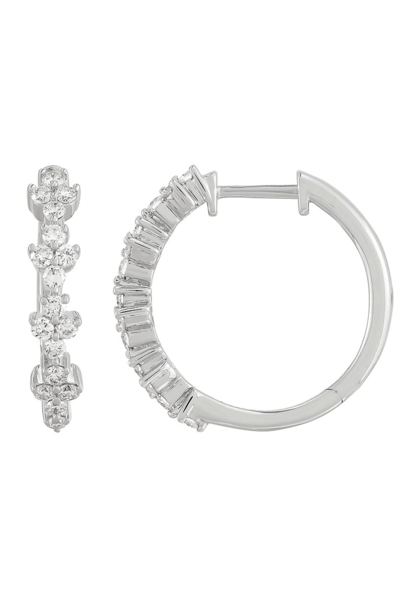 1/2 ct. t.w. Lab Grown Diamond Hoop Earrings in 10K White Gold