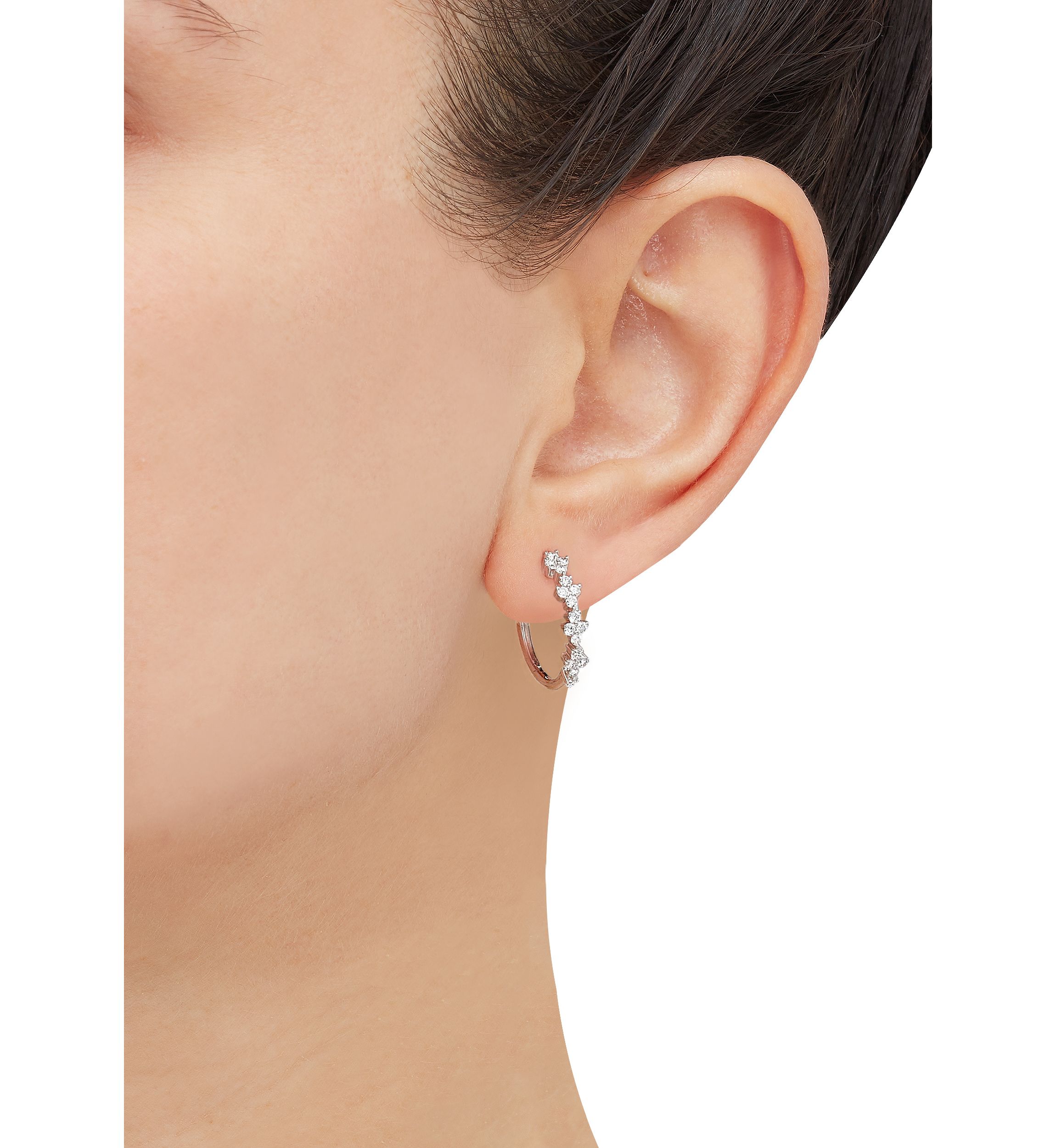 1/2 ct. t.w. Lab Grown Diamond Hoop Earrings in 10K White Gold