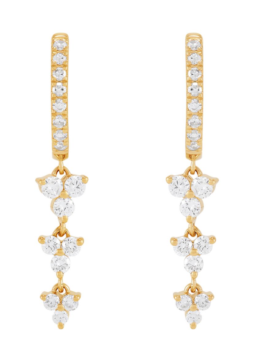 1/2 ct. t.w. Drop Lab Grown Diamond Hoop Earrings in 10K Yellow Gold