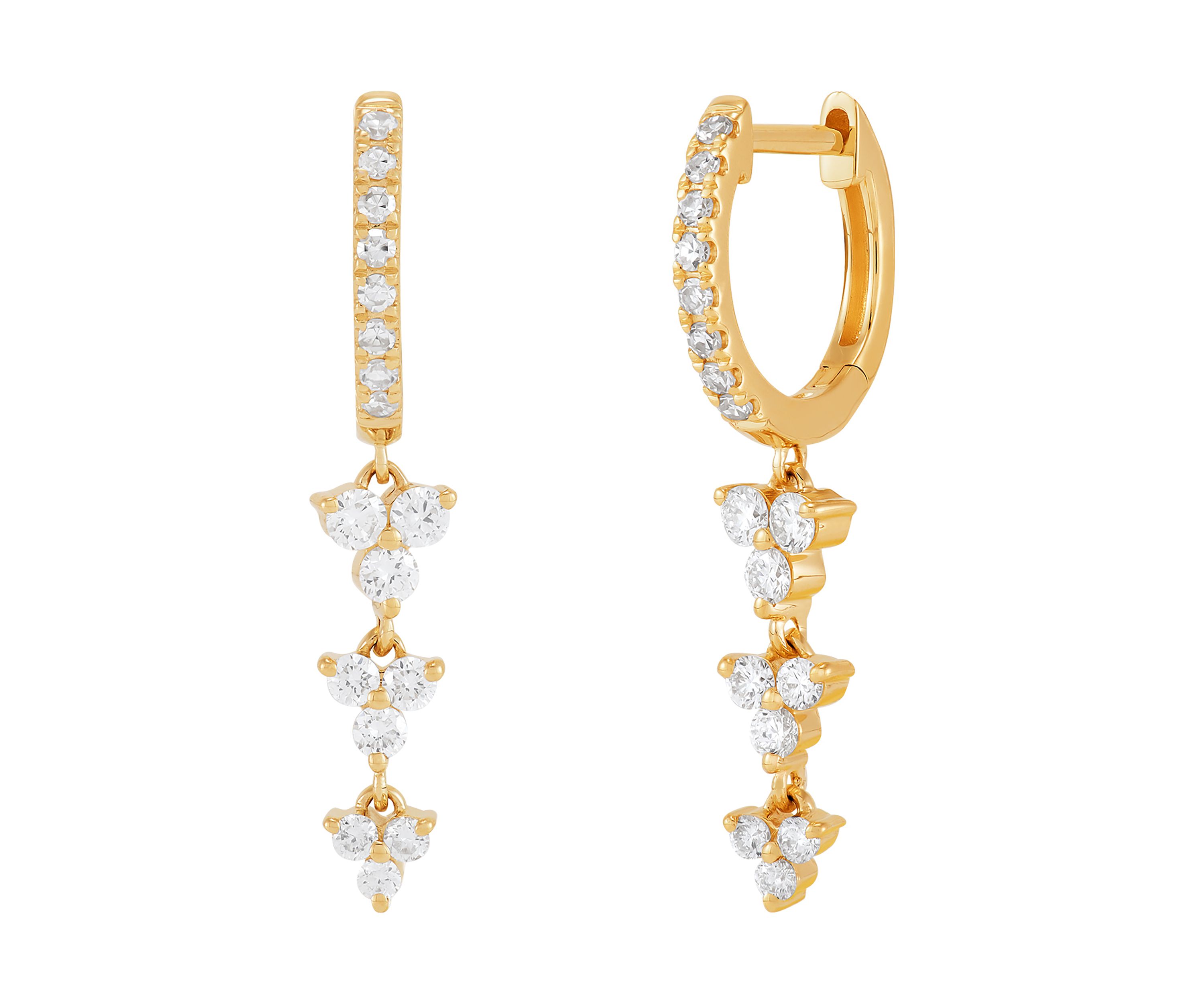 1/2 ct. t.w. Drop Lab Grown Diamond Hoop Earrings in 10K Yellow Gold