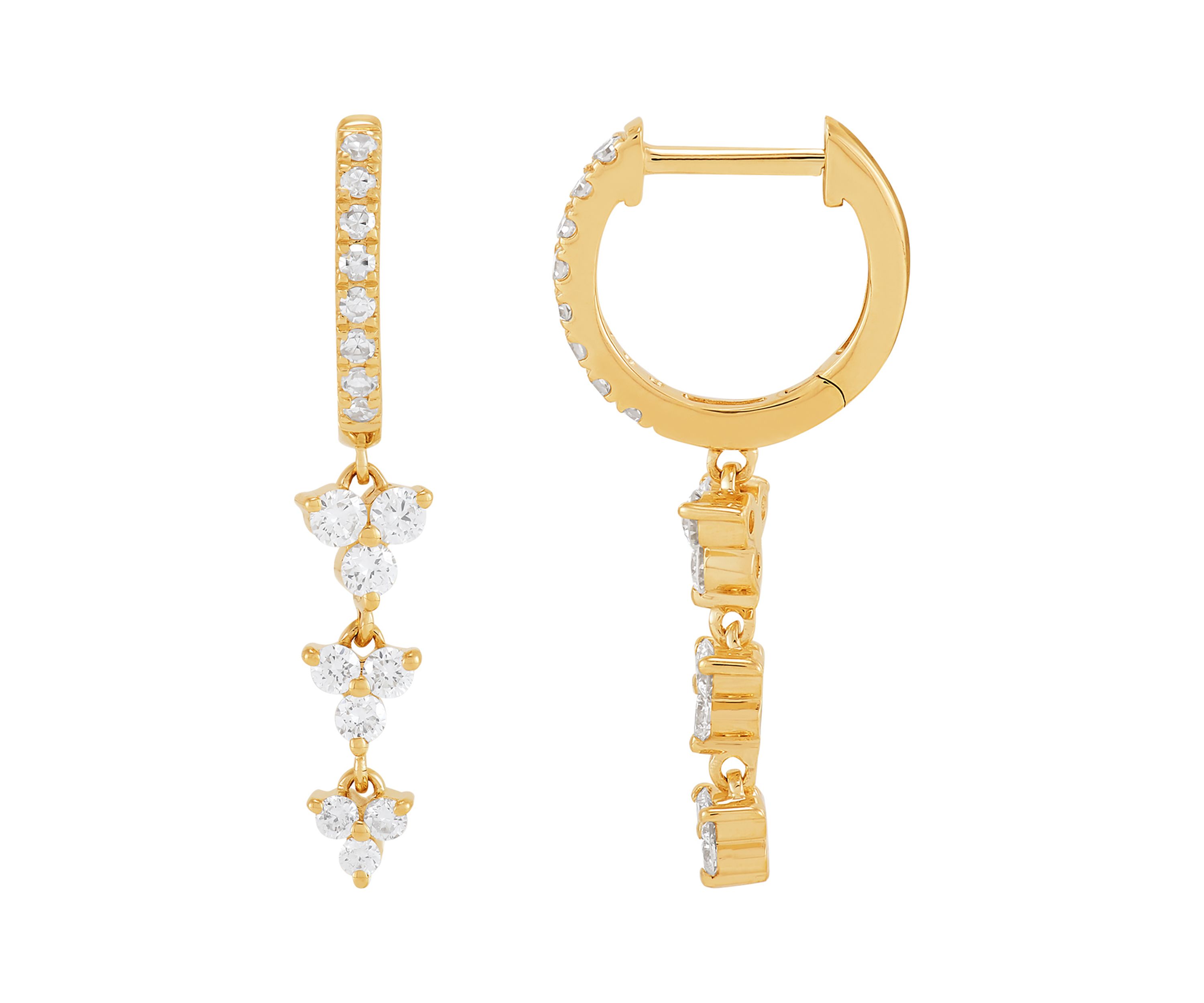 1/2 ct. t.w. Drop Lab Grown Diamond Hoop Earrings in 10K Yellow Gold