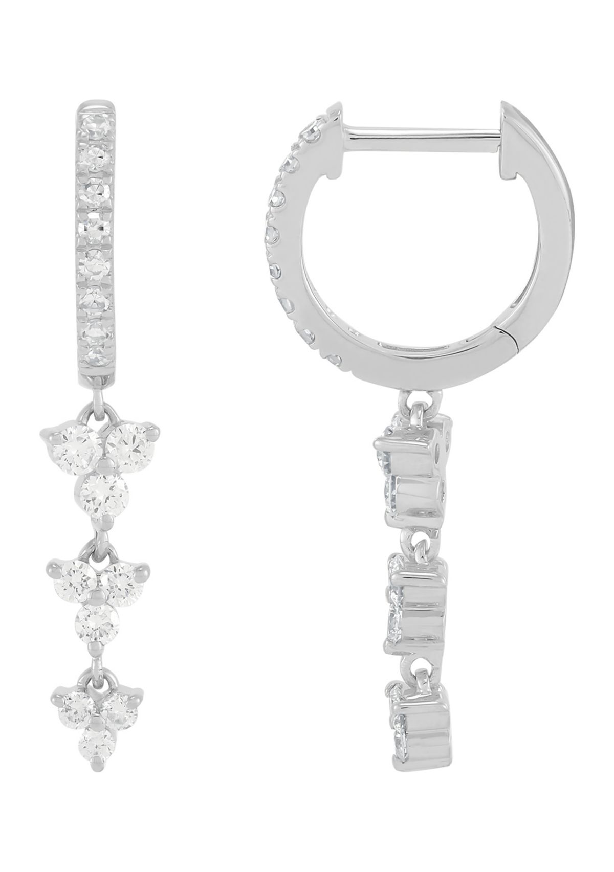 1/2 ct. t.w. Drop Lab Grown Diamond Hoop Earrings in 10K White Gold
