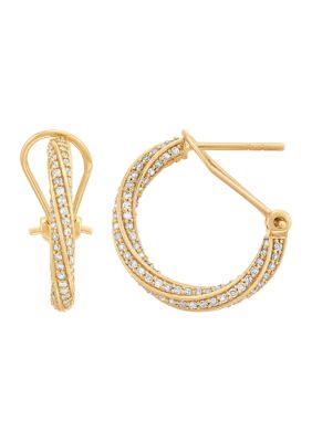 Belk & Co 1 ct. t.w. Lab Grown Diamond Hoop Earrings in 10K Yellow Gold