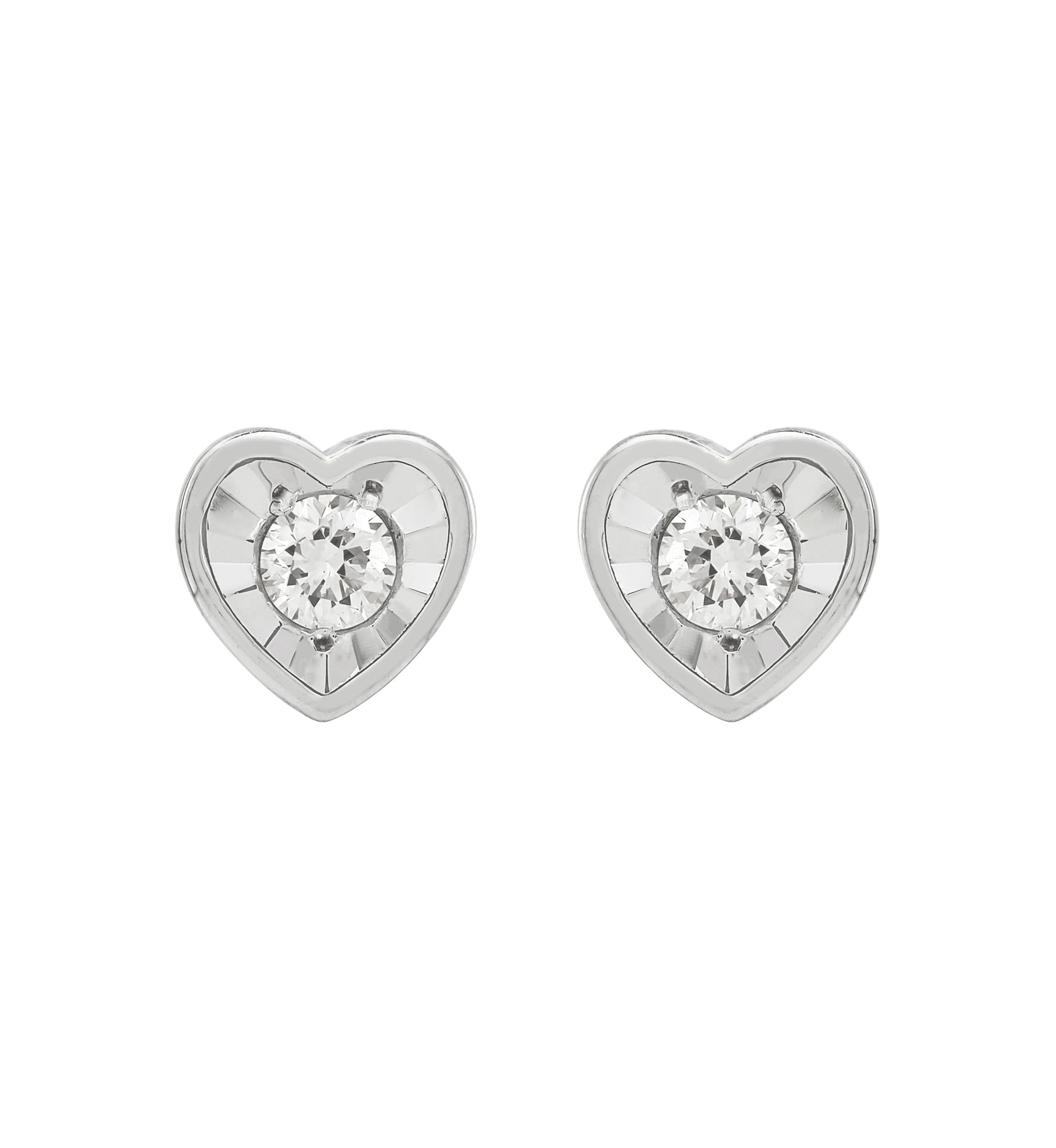 1/4 ct. t.w. Lab Grown Diamond Heart Earrings in Sterling Silver