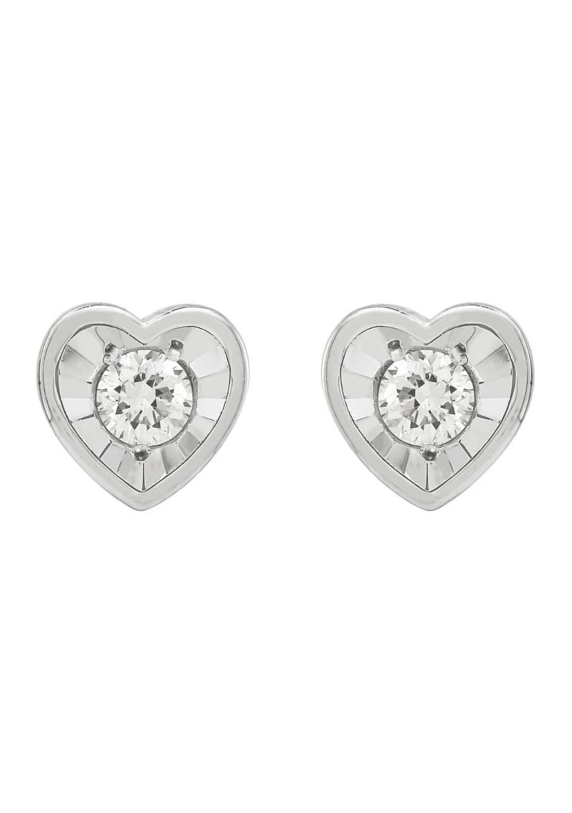 1/4 ct. t.w. Lab Grown Diamond Heart Earrings in Sterling Silver