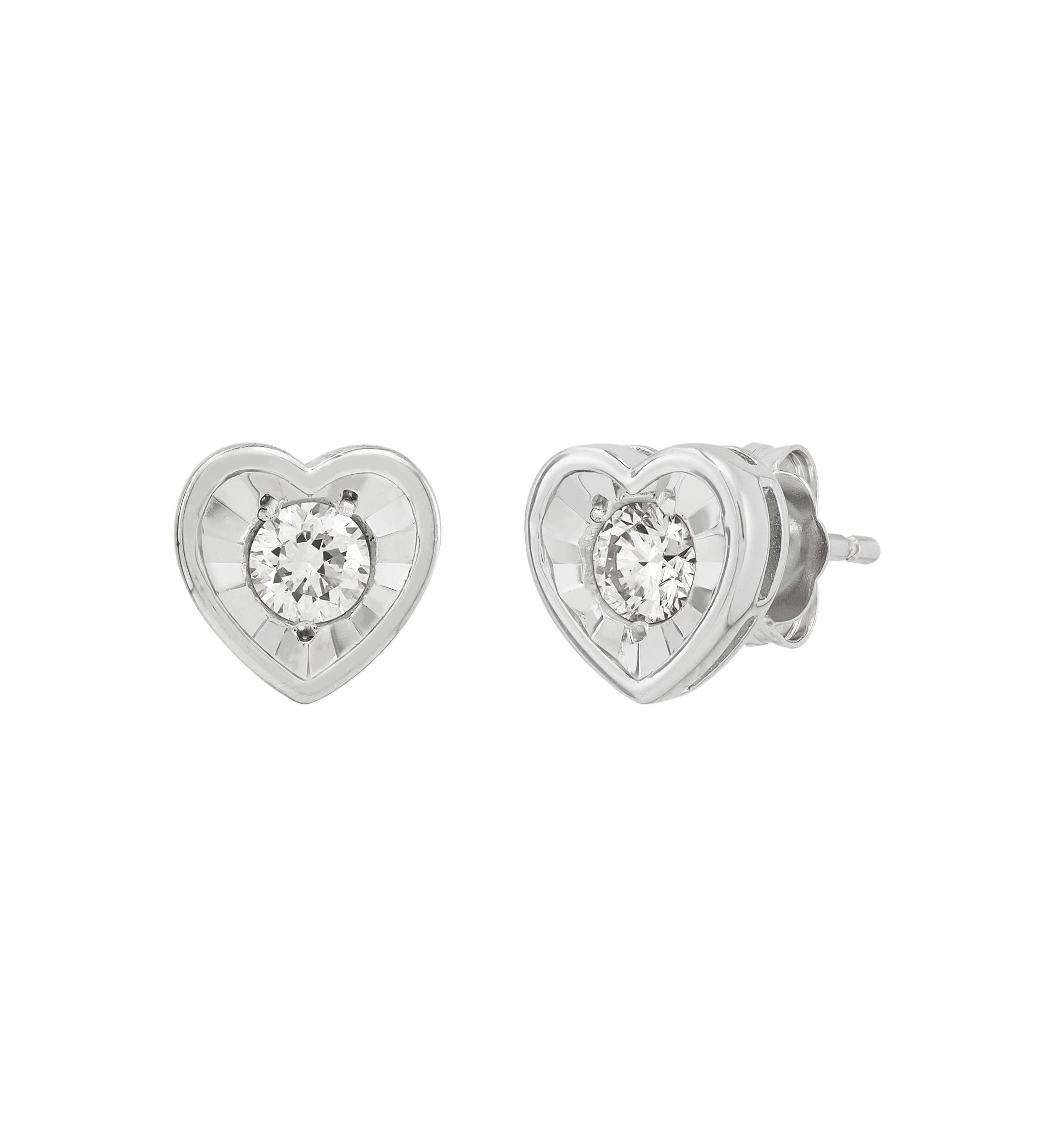 1/4 ct. t.w. Lab Grown Diamond Heart Earrings in Sterling Silver
