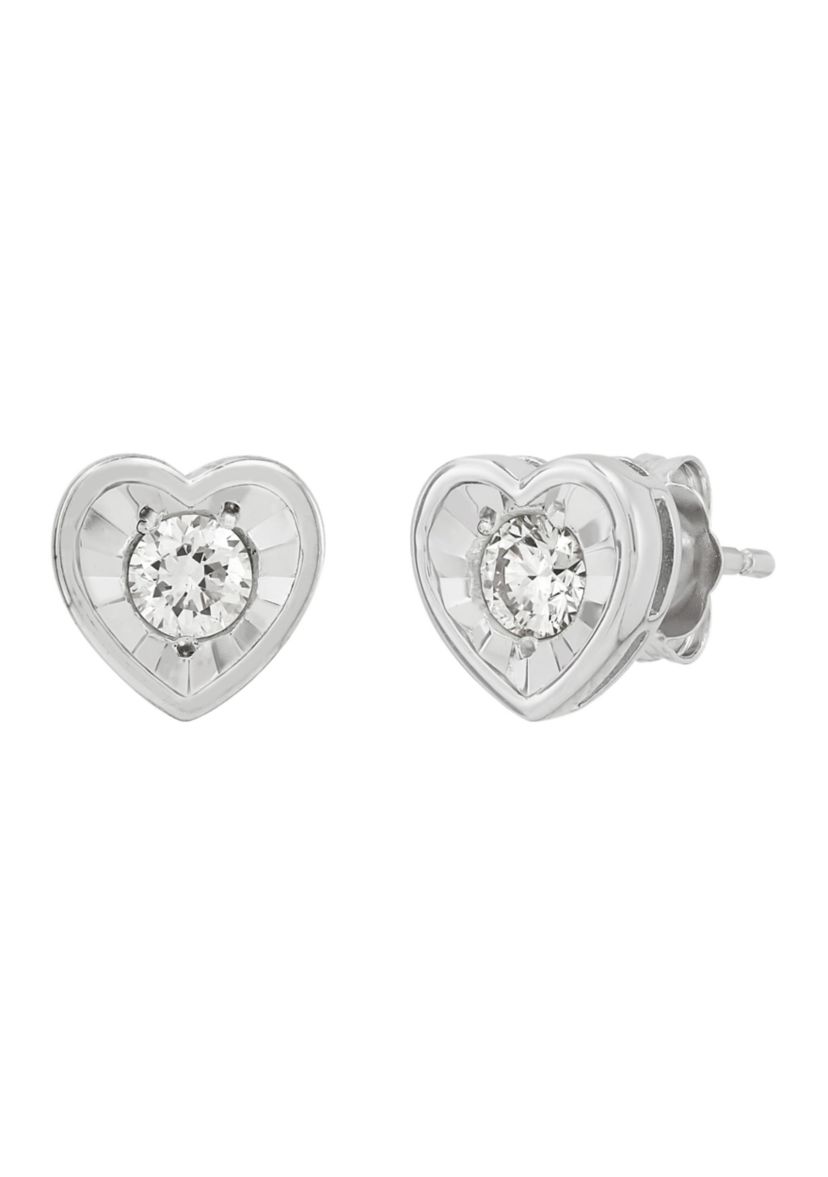 1/4 ct. t.w. Lab Grown Diamond Heart Earrings in Sterling Silver