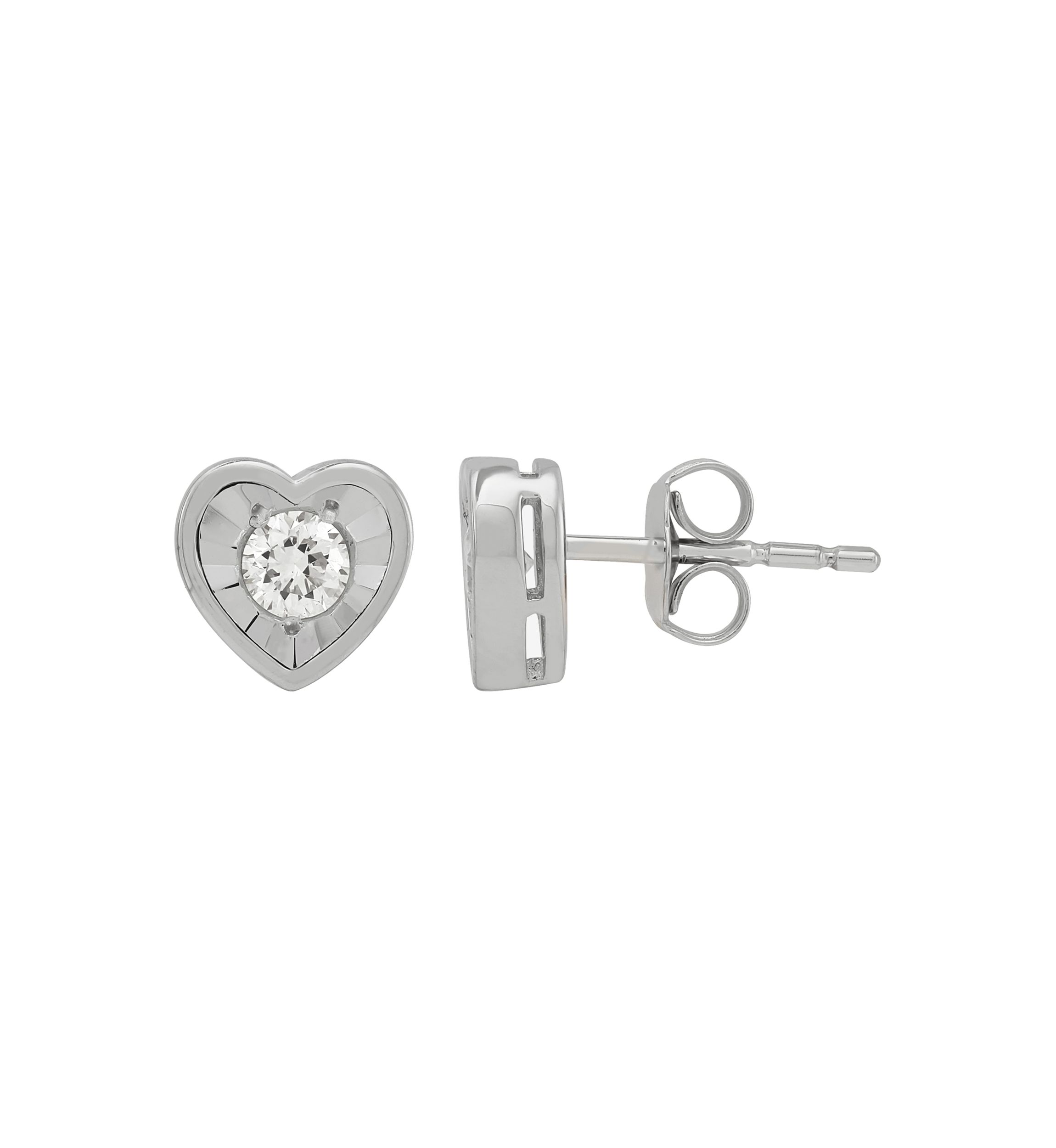 1/4 ct. t.w. Lab Grown Diamond Heart Earrings in Sterling Silver