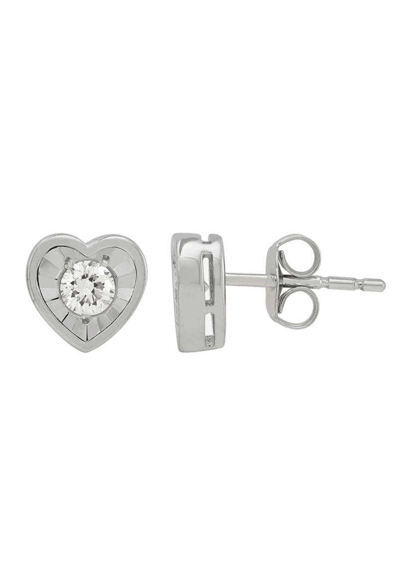 1/4 ct. t.w. Lab Grown Diamond Heart Earrings in Sterling Silver