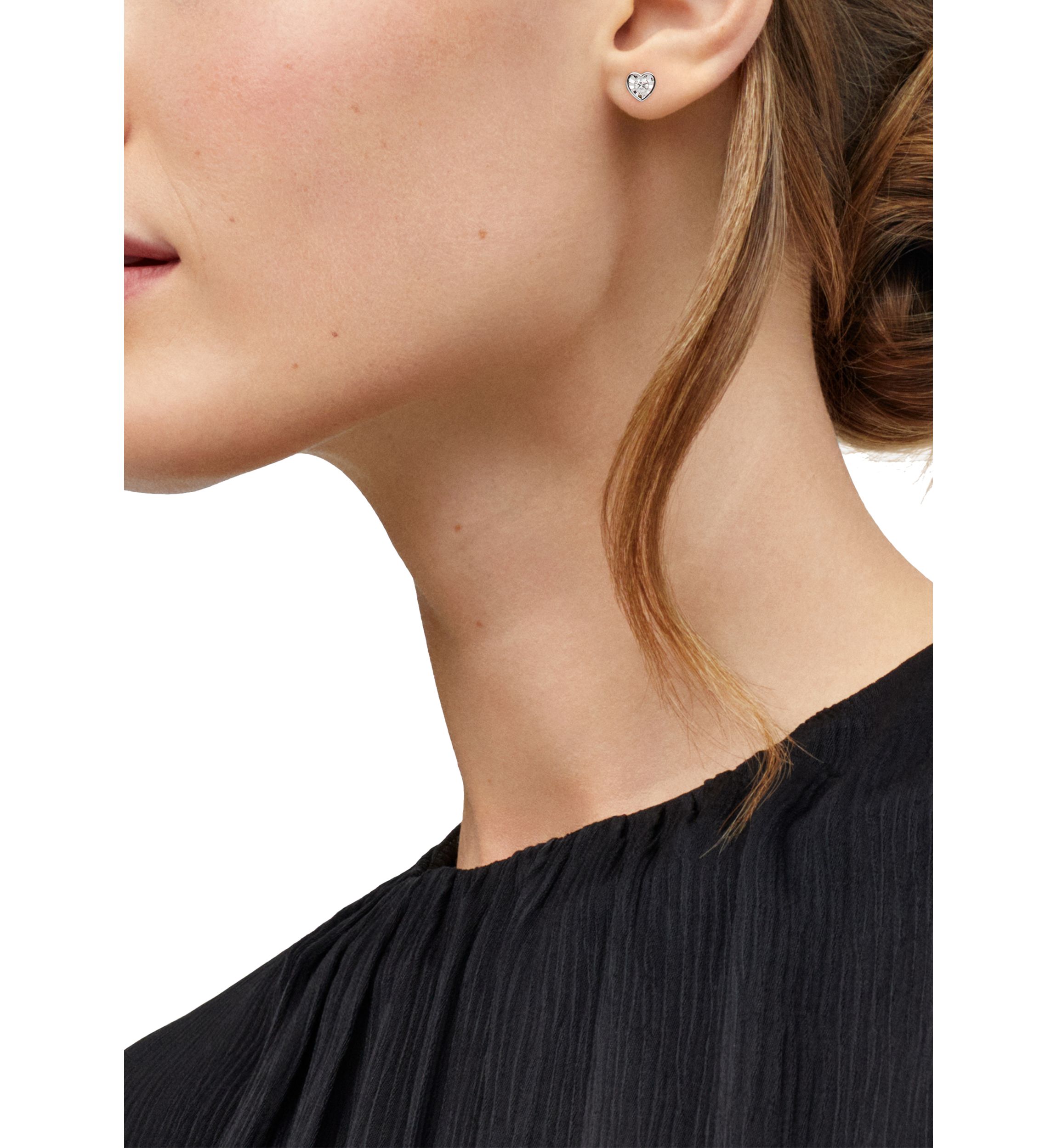 1/4 ct. t.w. Lab Grown Diamond Heart Earrings in Sterling Silver