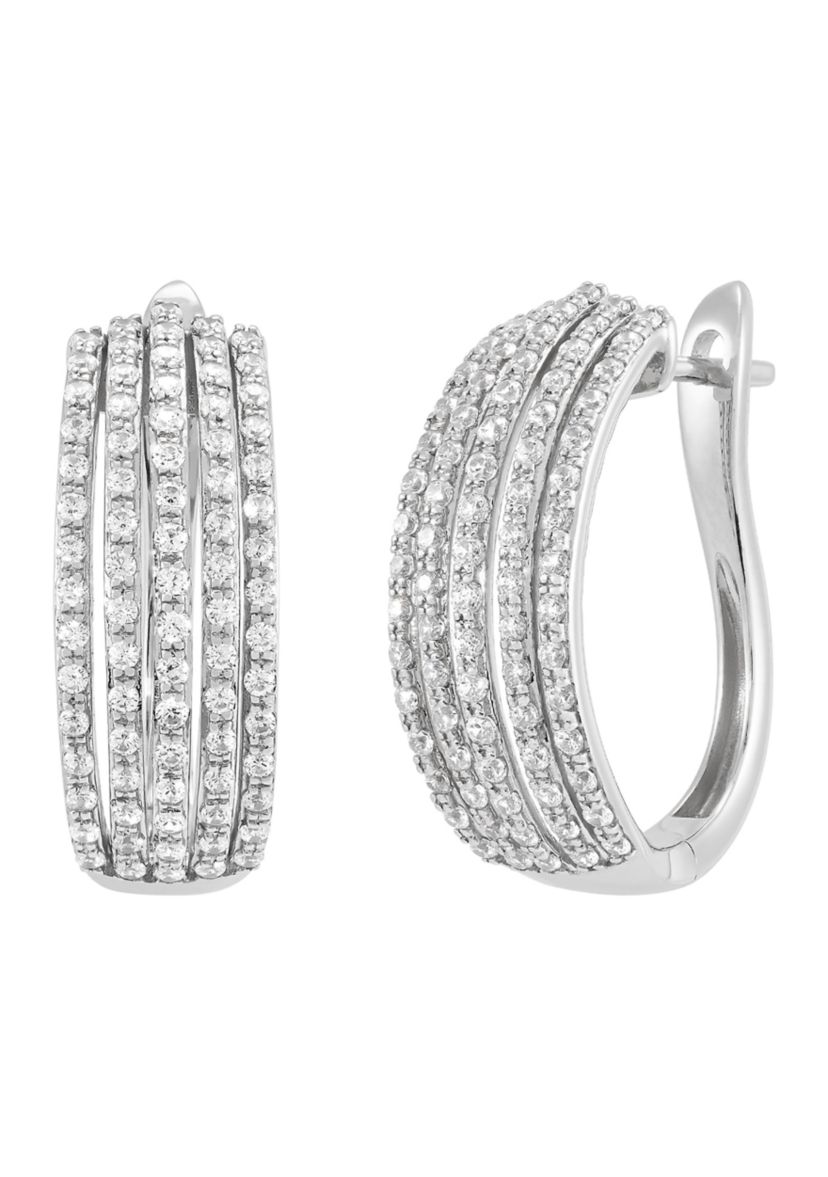 1 ct. t.w. Diamond Hoop Earrings in Sterling Silver