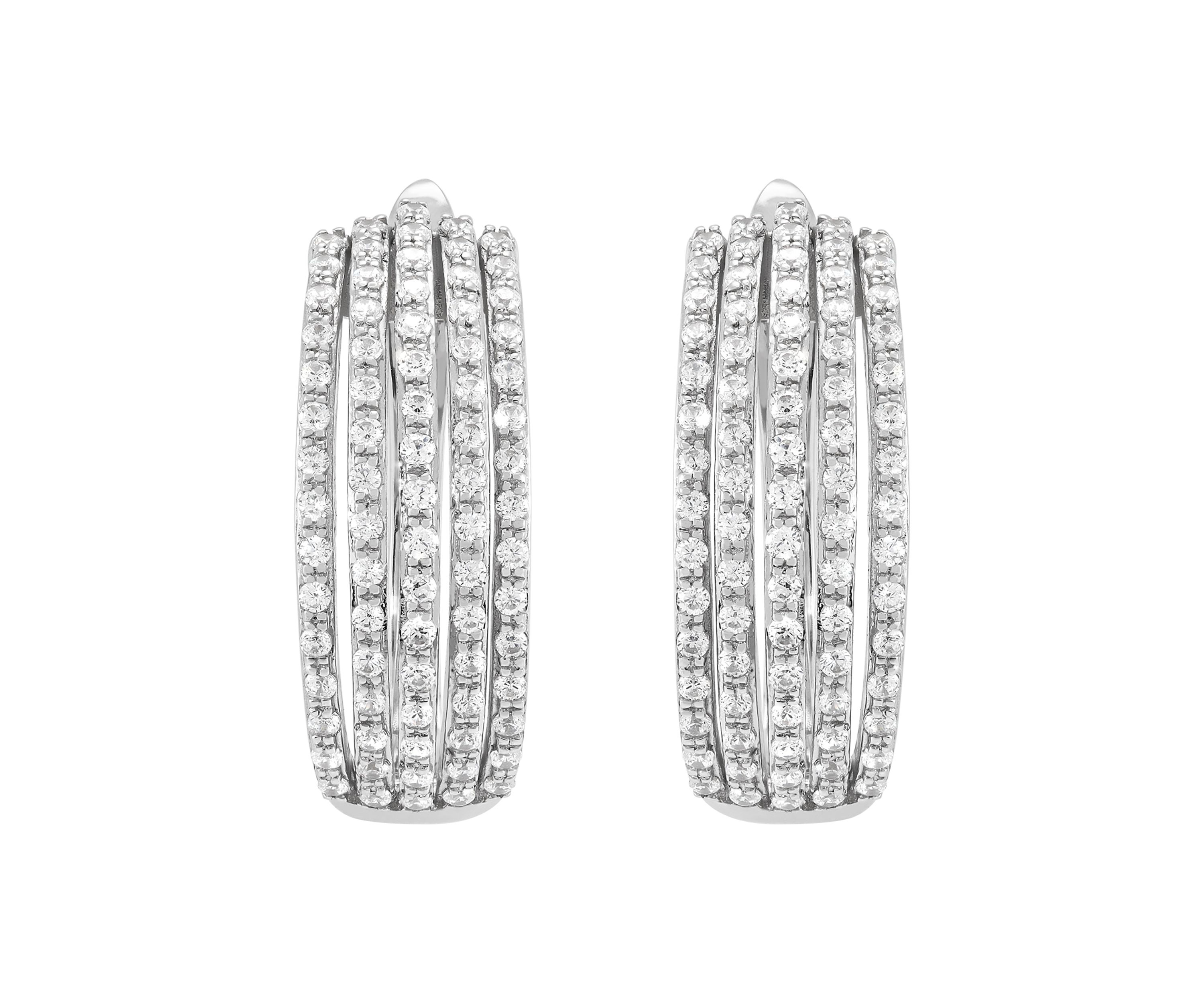 1 ct. t.w. Diamond Hoop Earrings in Sterling Silver