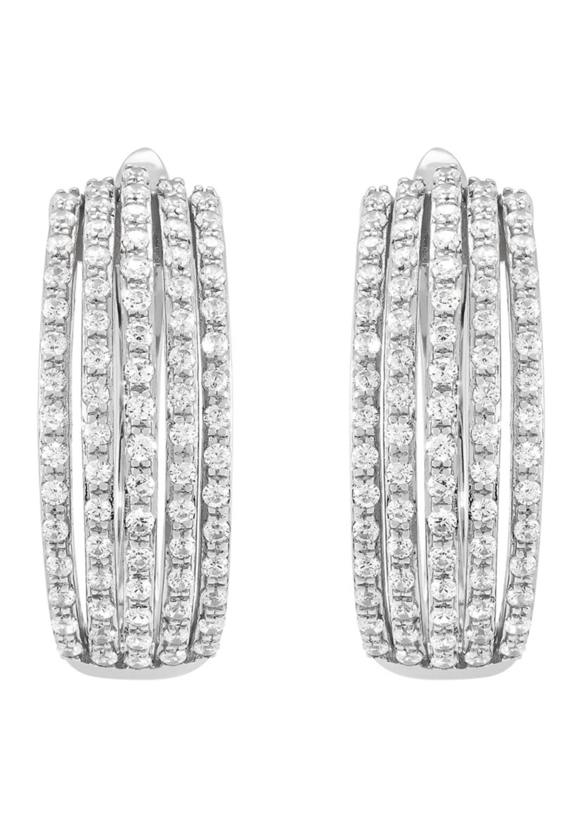 1 ct. t.w. Diamond Hoop Earrings in Sterling Silver