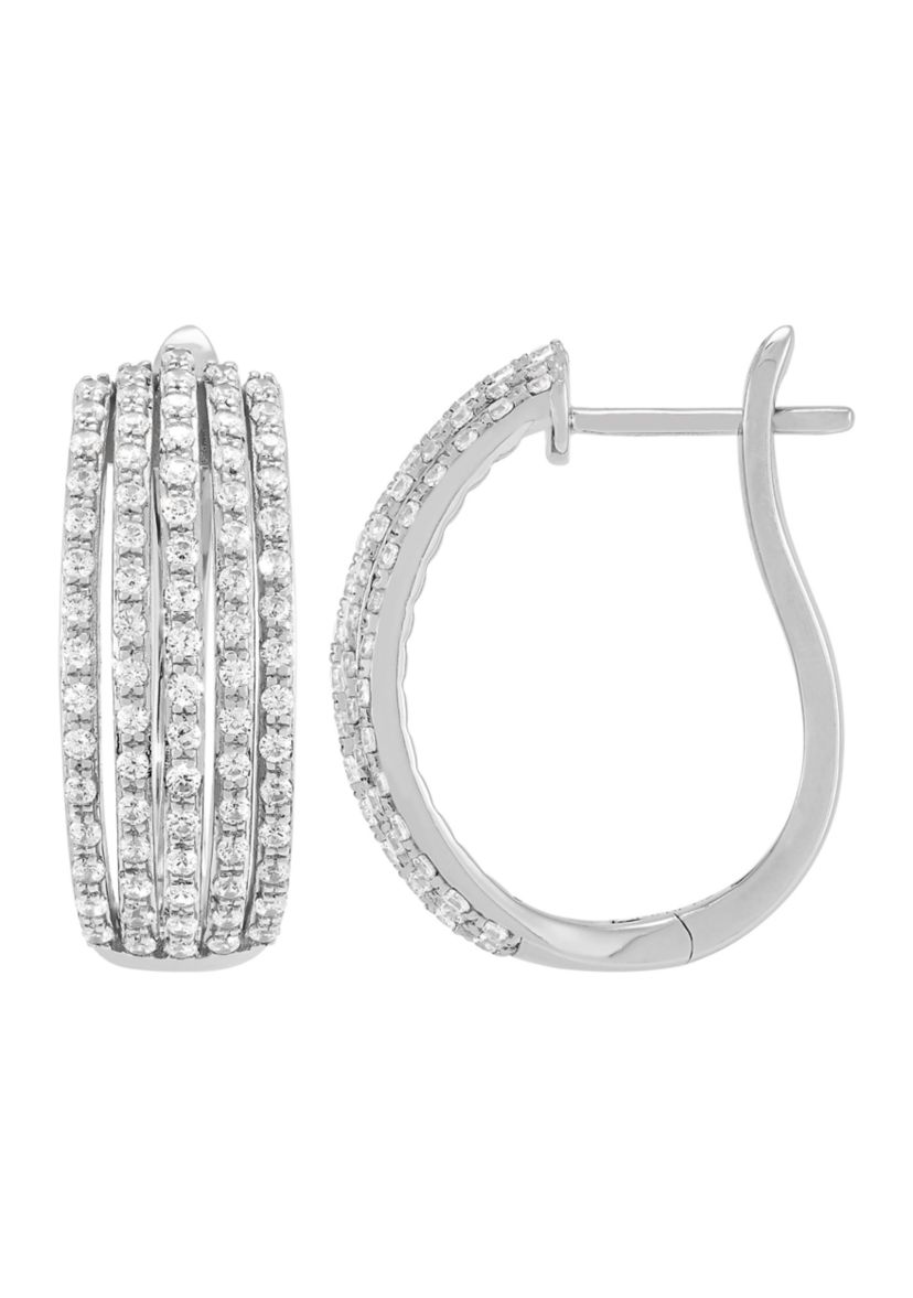 1 ct. t.w. Diamond Hoop Earrings in Sterling Silver