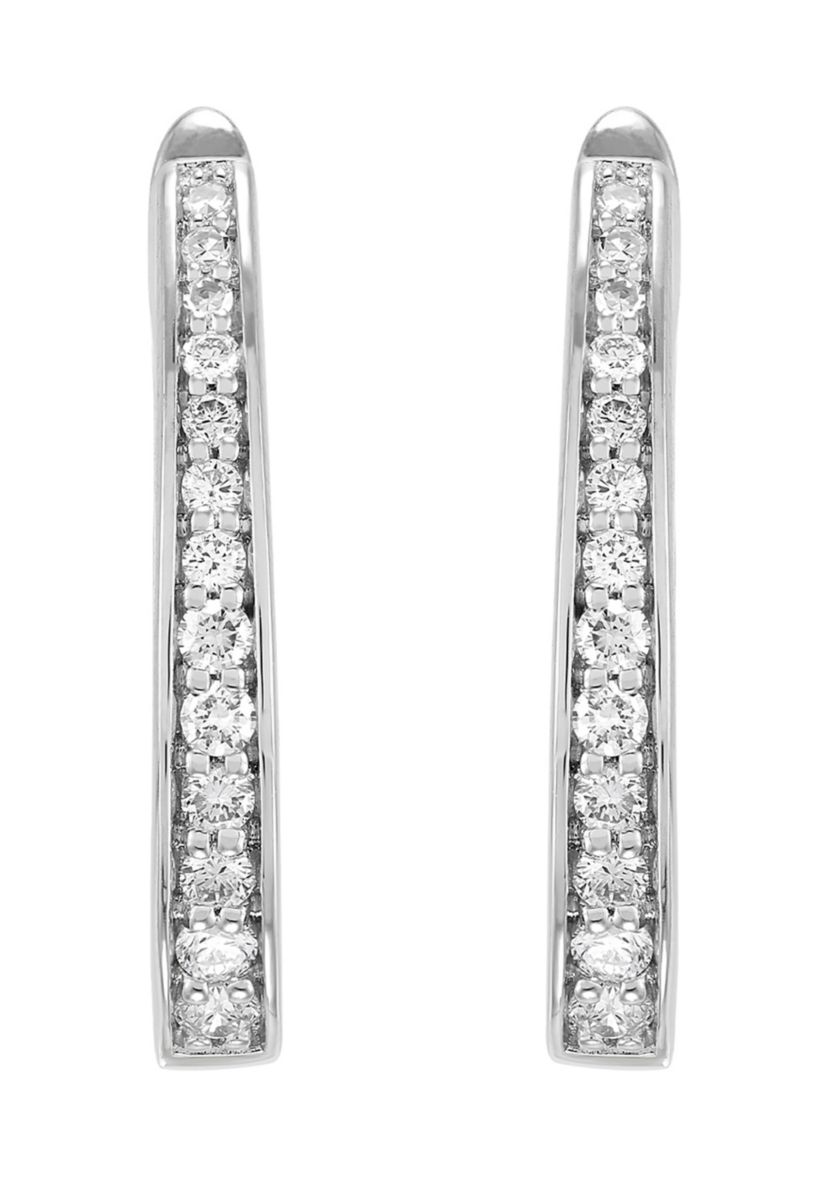 1/2 ct. t.w. Lab Grown Diamond Hoop Earrings in Sterling Silver 