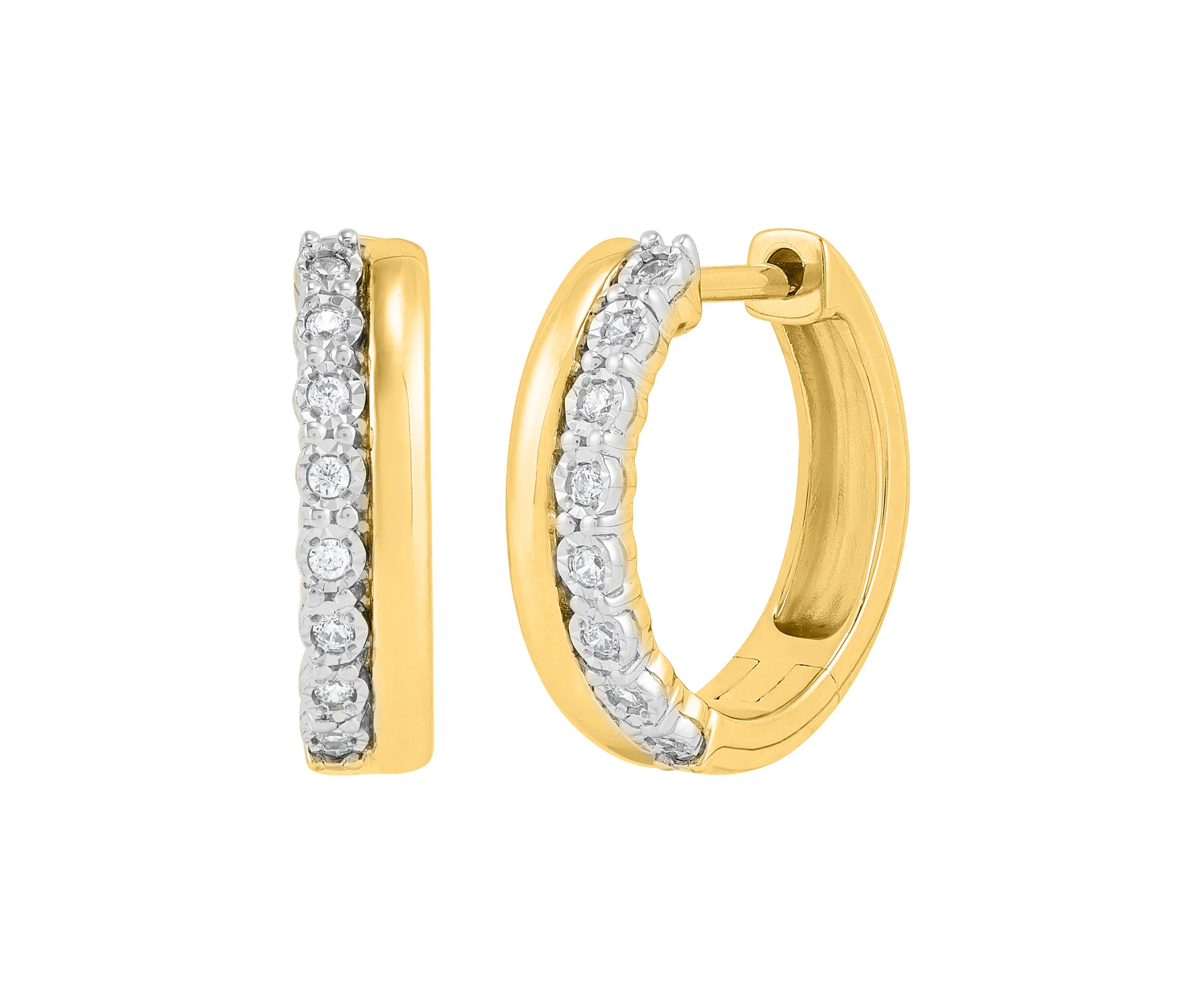 1/10 ct. t.w. Lab Grown Diamond Hoop Earrings - Gold over Silver