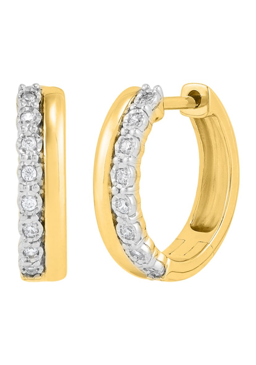  1/10 ct. t.w. Lab Grown Diamond Hoop Earrings - Gold over Silver