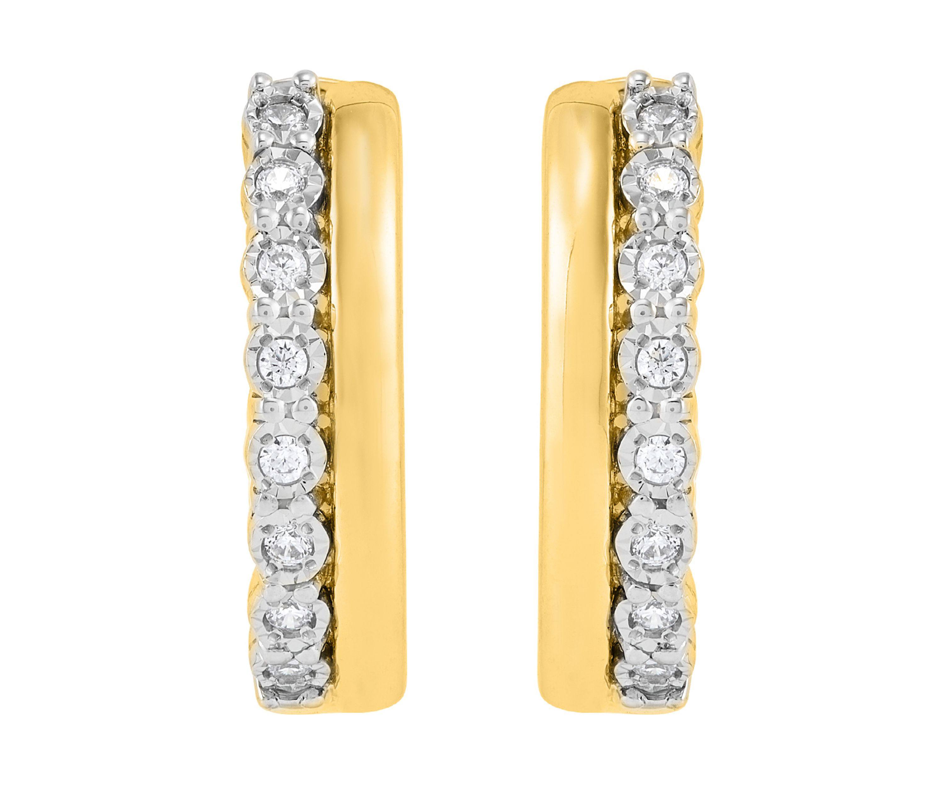  1/10 ct. t.w. Lab Grown Diamond Hoop Earrings - Gold over Silver