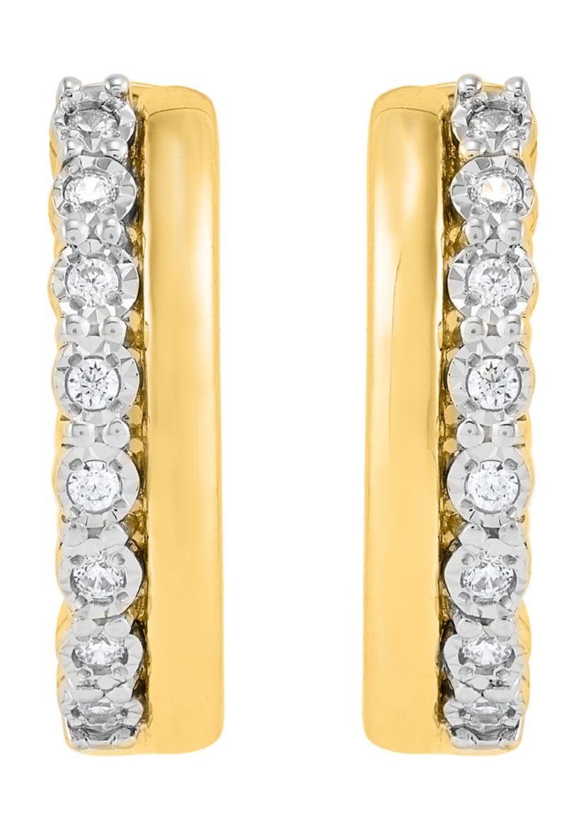  1/10 ct. t.w. Lab Grown Diamond Hoop Earrings - Gold over Silver