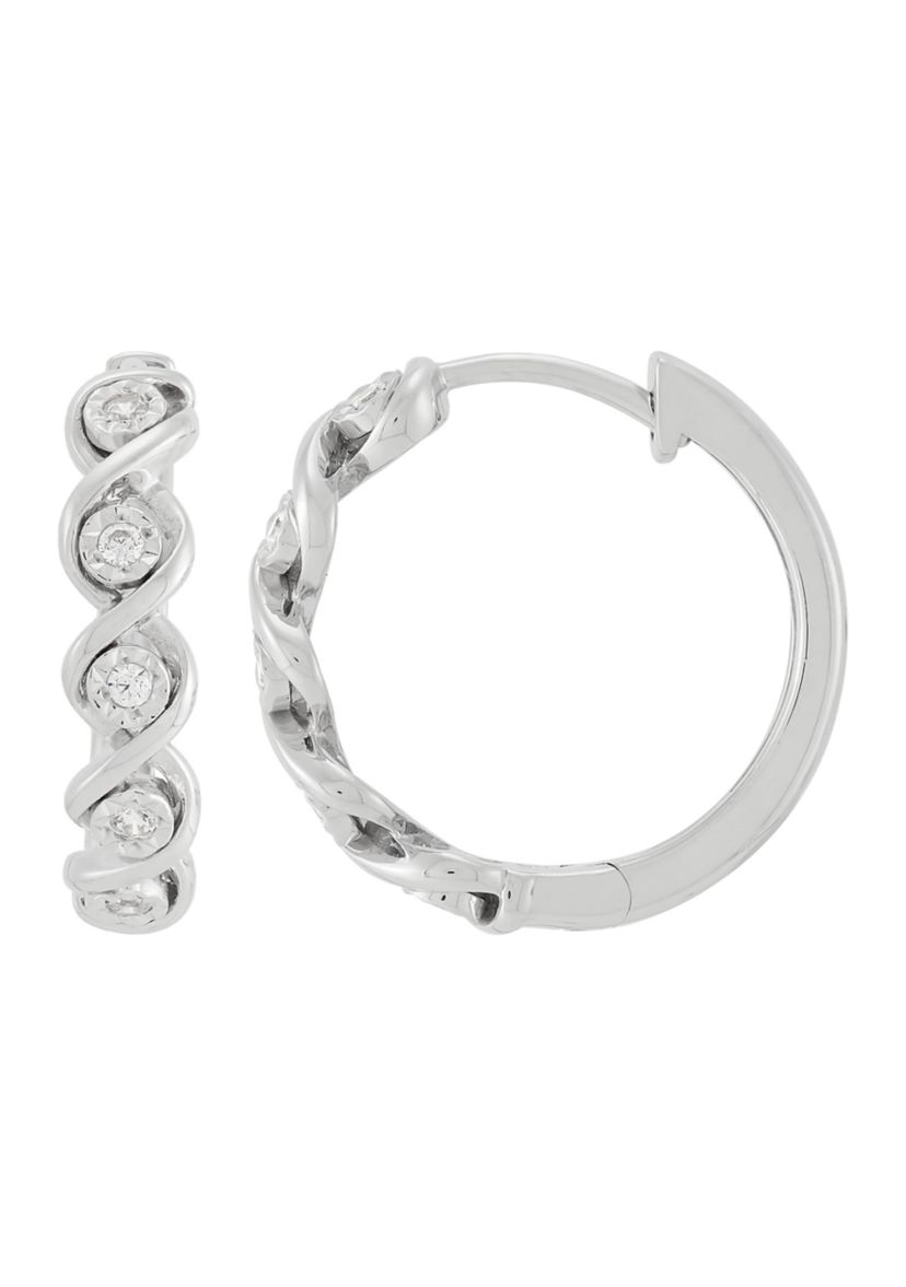1/10 ct. t.w. Lab Grown Diamond Hoop Earrings in Sterling Silver