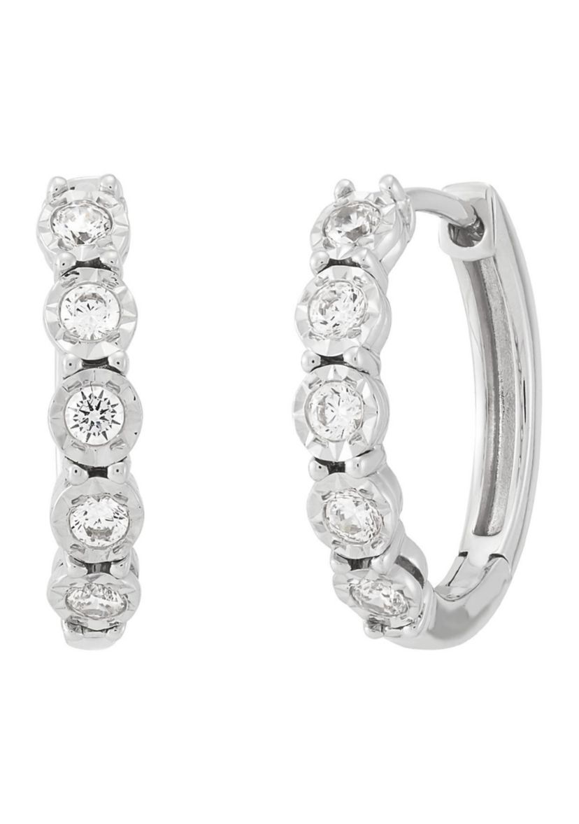 1/4 ct. t.w. Lab Grown Diamond Hoop Earrings in Sterling Silver
