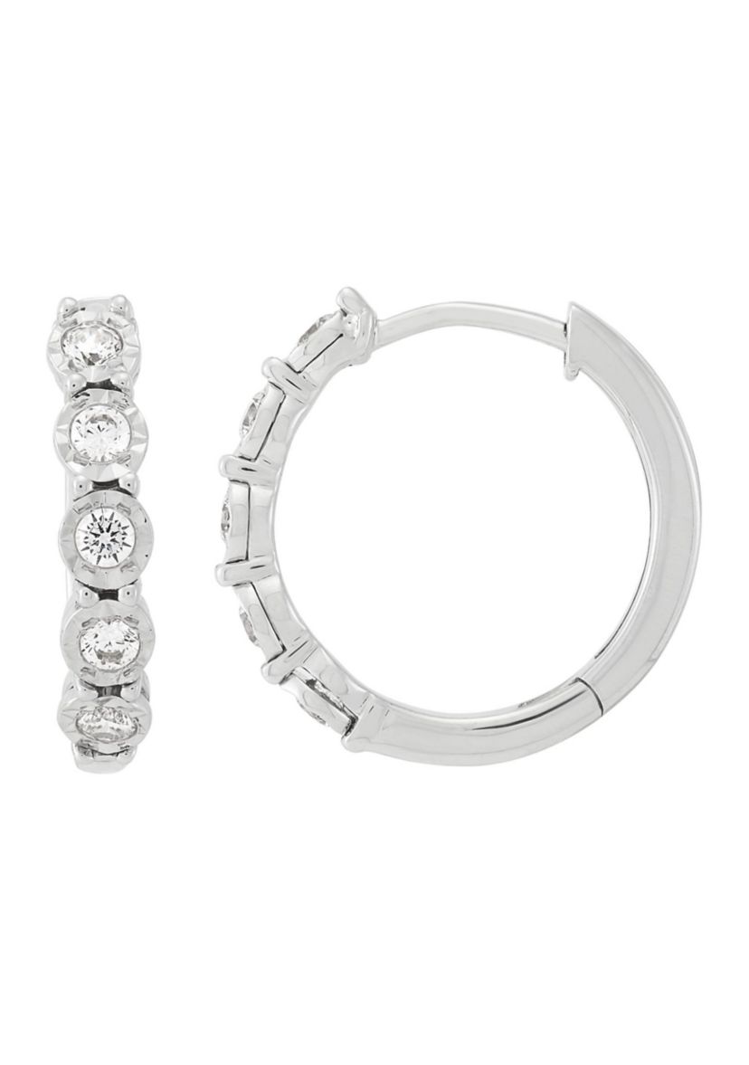 1/4 ct. t.w. Lab Grown Diamond Hoop Earrings in Sterling Silver