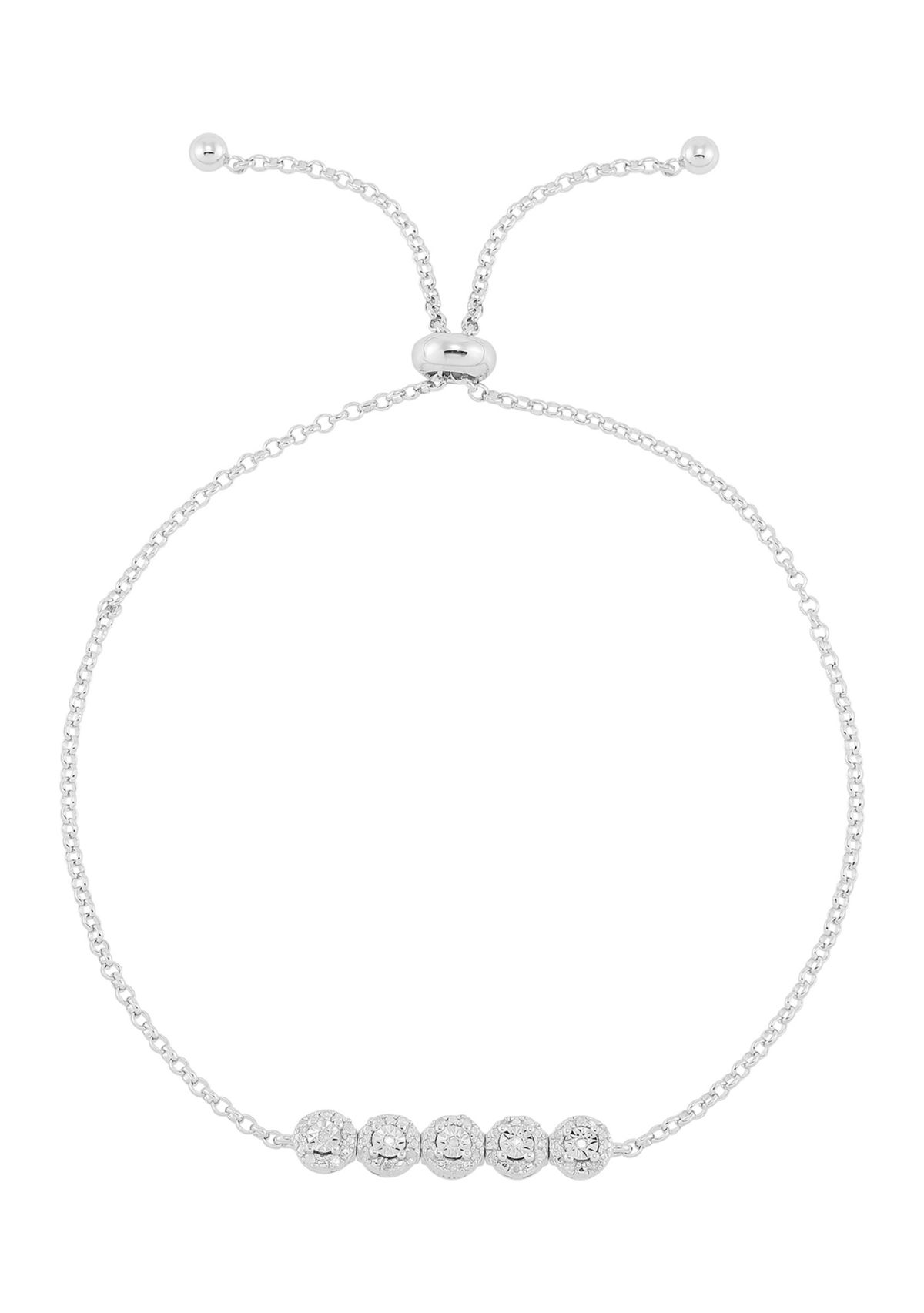 1/10 ct. t.w. Diamond Stone Bracelet in Sterling Silver