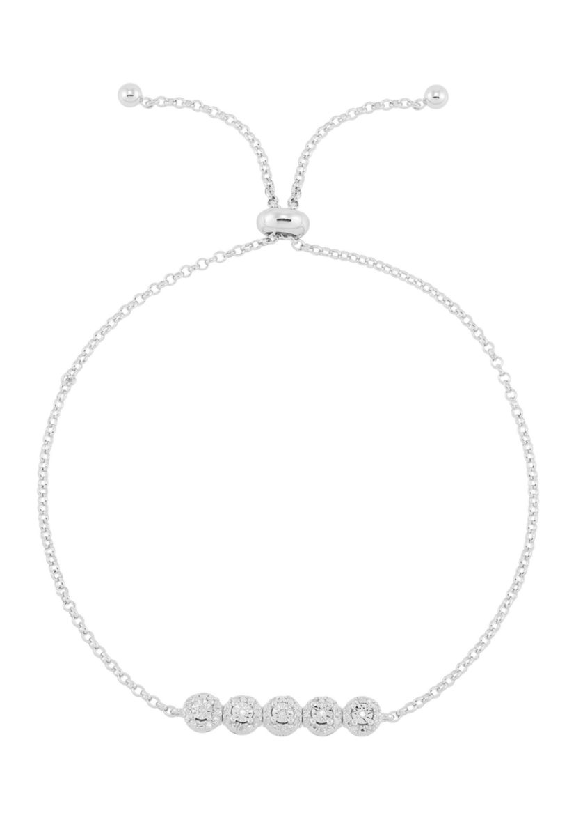 1/10 ct. t.w. Diamond Stone Bracelet in Sterling Silver