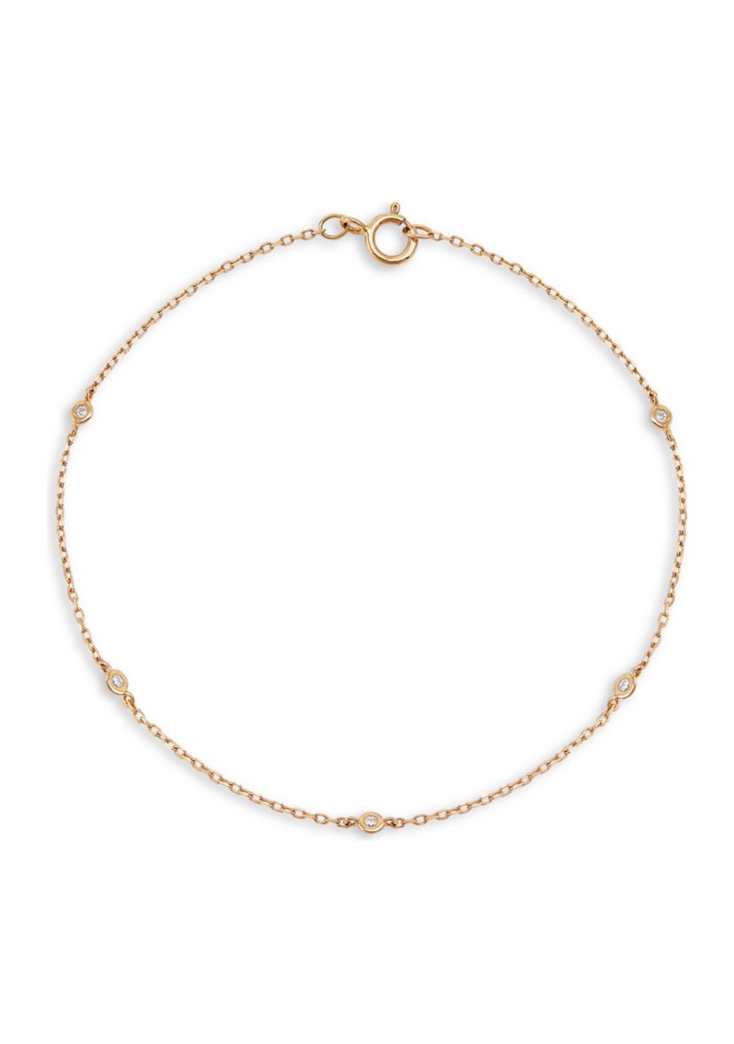 1/20 ct. t.w. Diamond Station Bracelet in 14K Yellow Gold