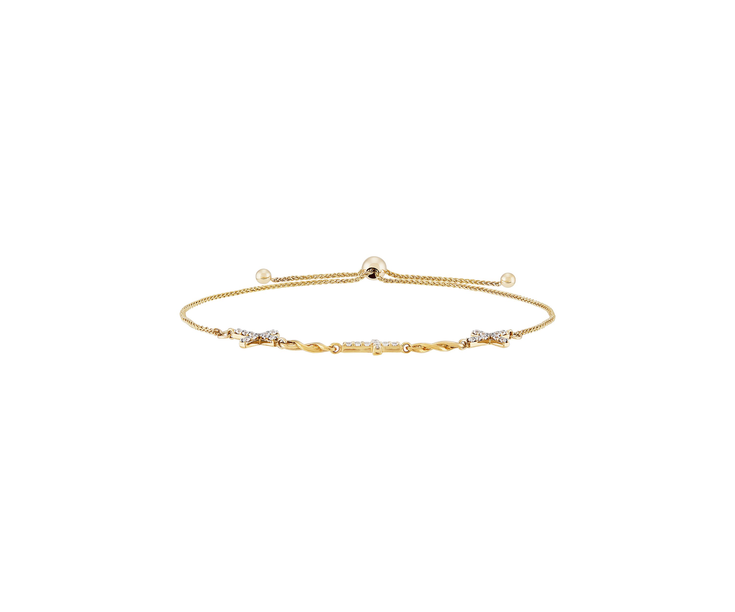 1/4 ct. t.w. Diamond Cross Bracelet in 10K Yellow Gold